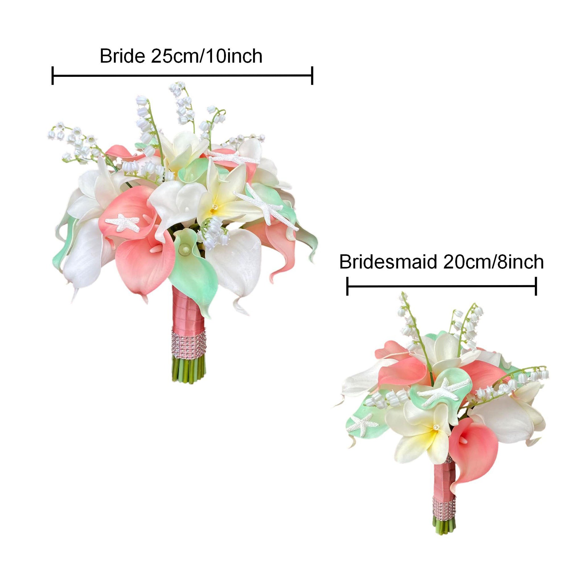 Beach Wedding Bridal Bouquet Coral Mint Calla Lily
