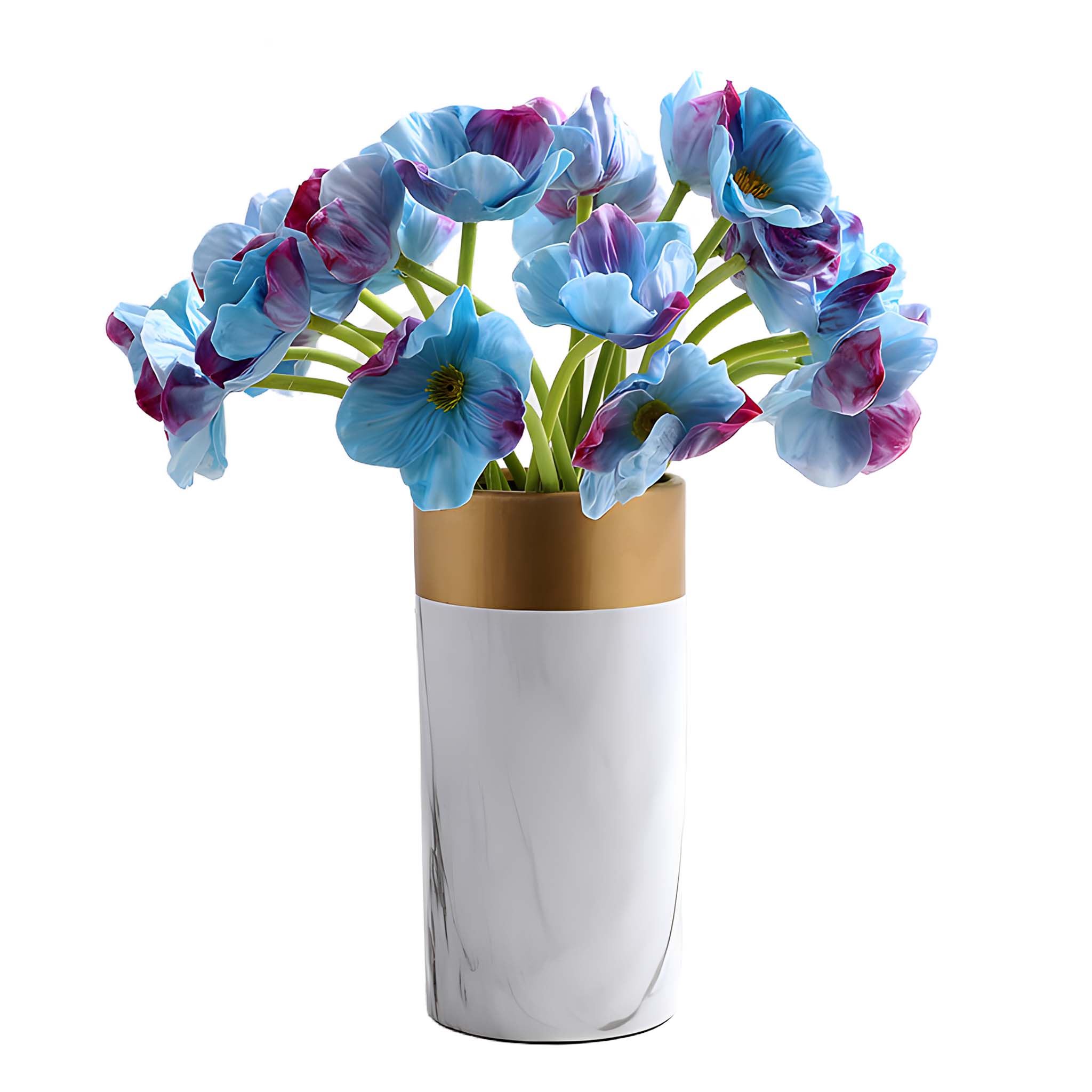 Blue Purple Fake Poppy Wedding Flowers