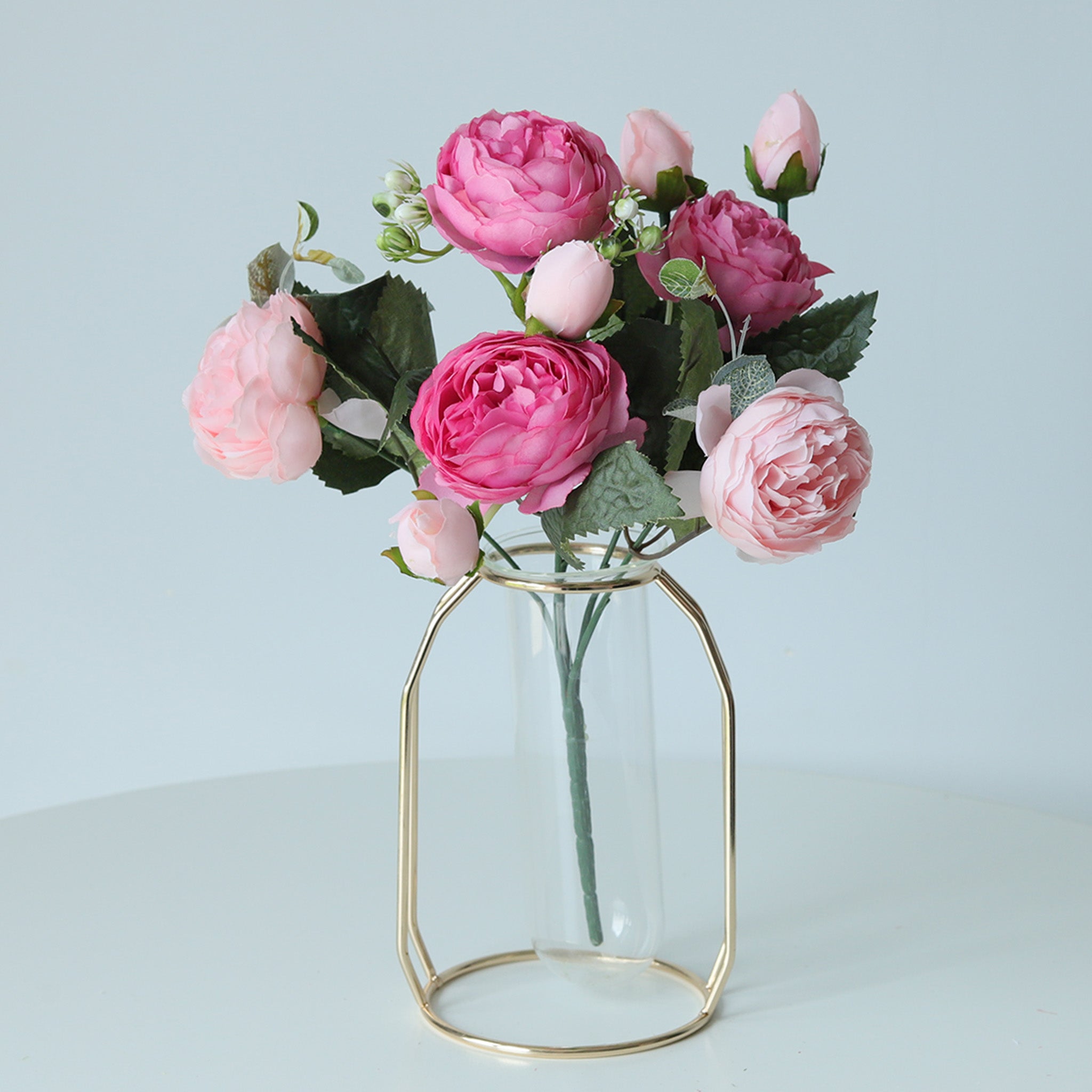 Small Silk Peony Bouquet Fake Flowers Bunches for Wedding