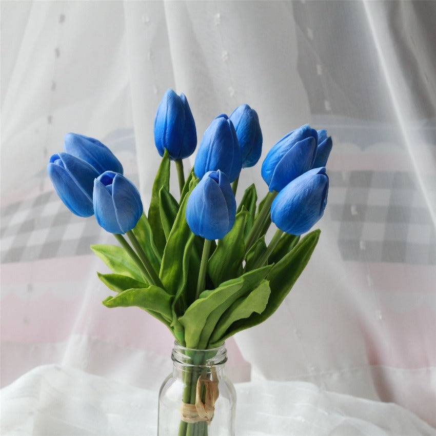 Blue Wedding Flowers Artificial Tulips for Bridesmaids Bouquet