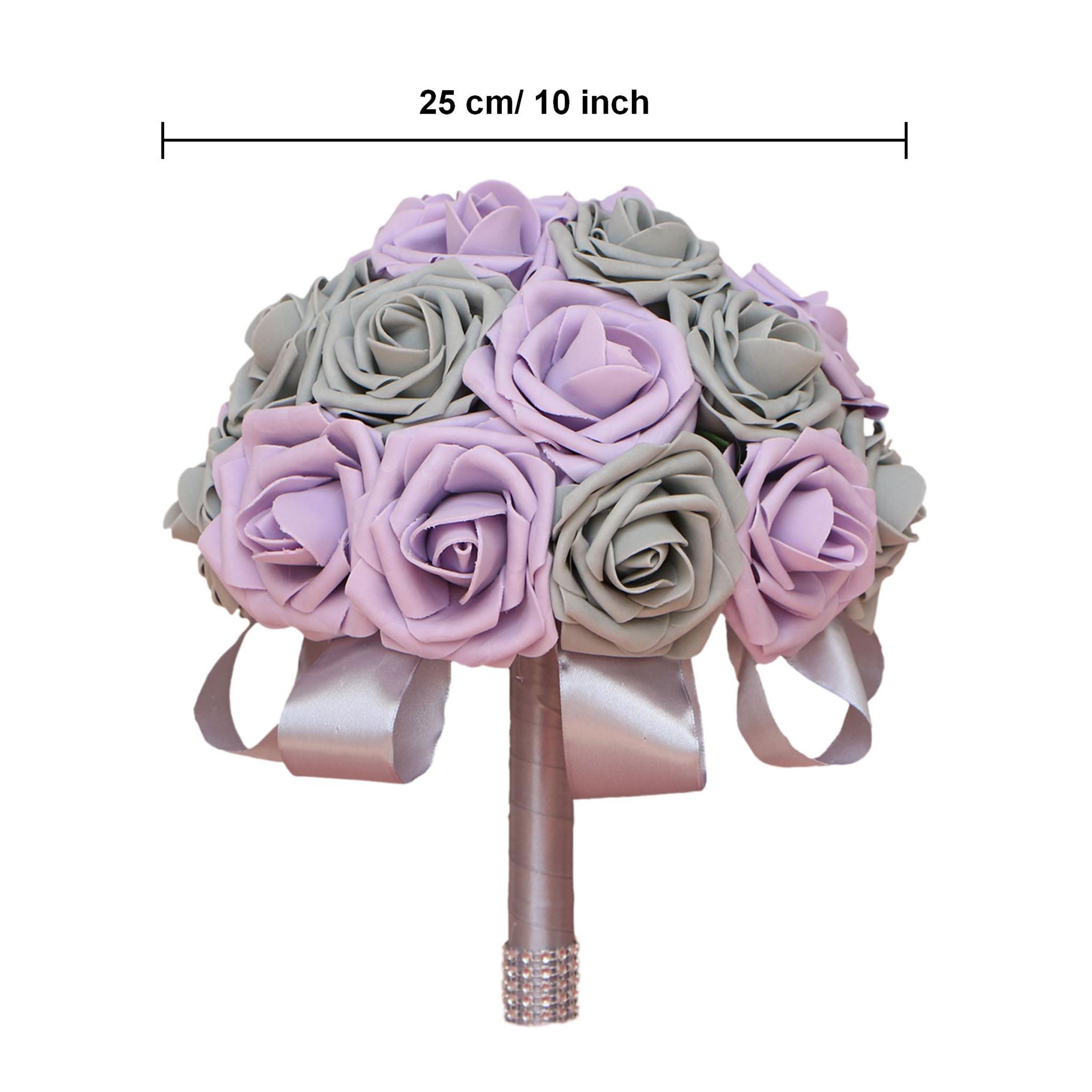 Gray and Lilac Roses Bridesmaid Bouquet