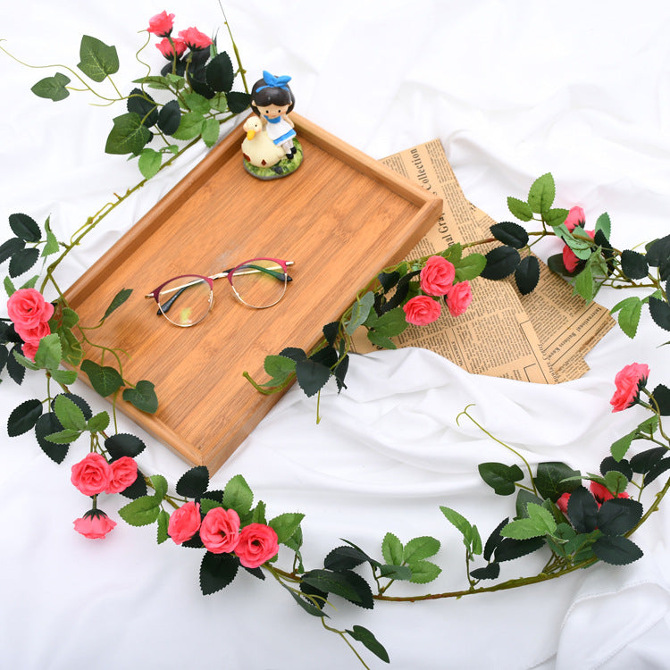 Realistic Flower Garland Silk Rose Vine Ivory, Pink, Red, Champagne