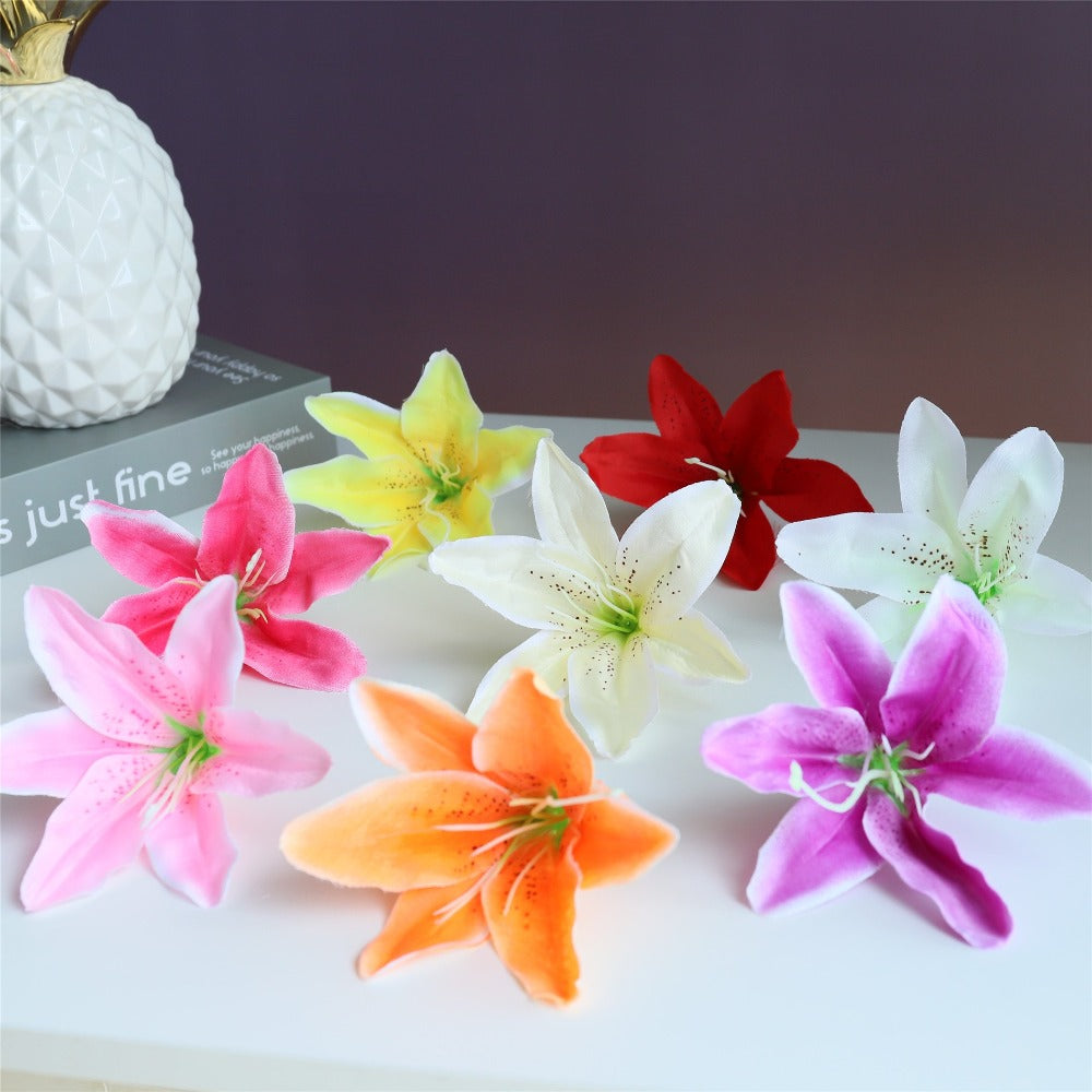 Artificial Tiger Lily Silk Flower Heads Silk Ditch Lily Flowers 100 pcs