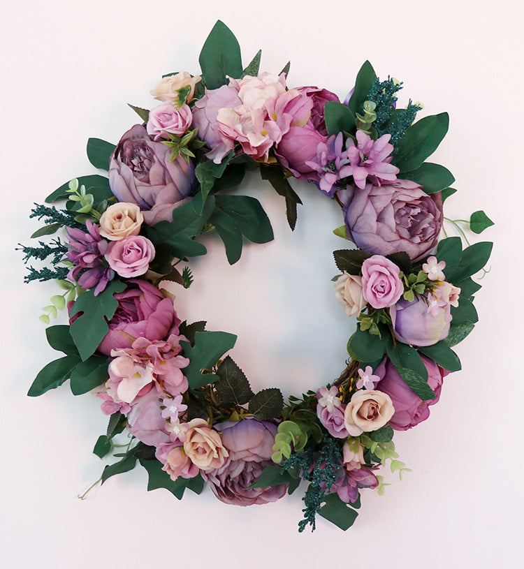 Artificial Flower Front Door Wreath Home Decorations 15 inch