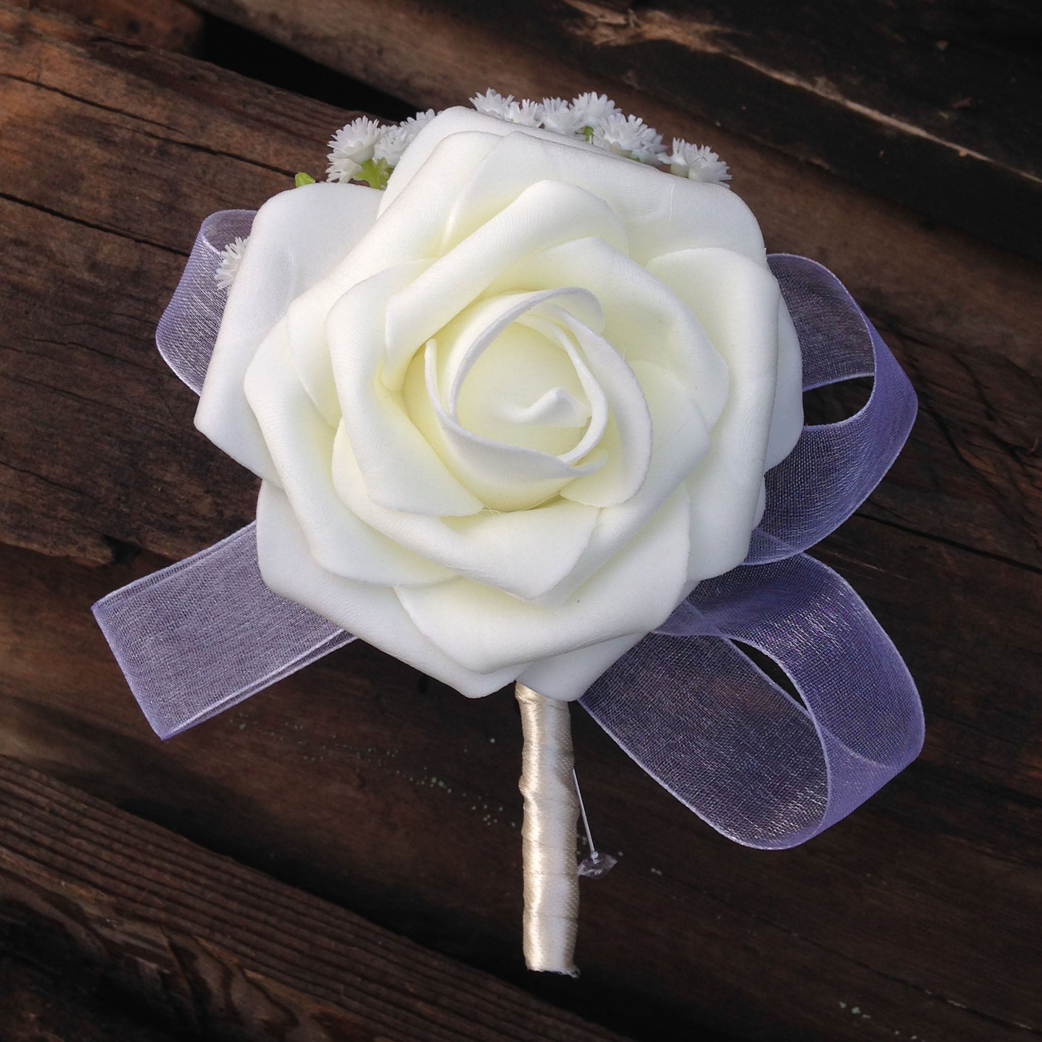 Royal Blue Ivory Roses Wedding Bouquets for Bridal Bridesmaids Boutonnieres