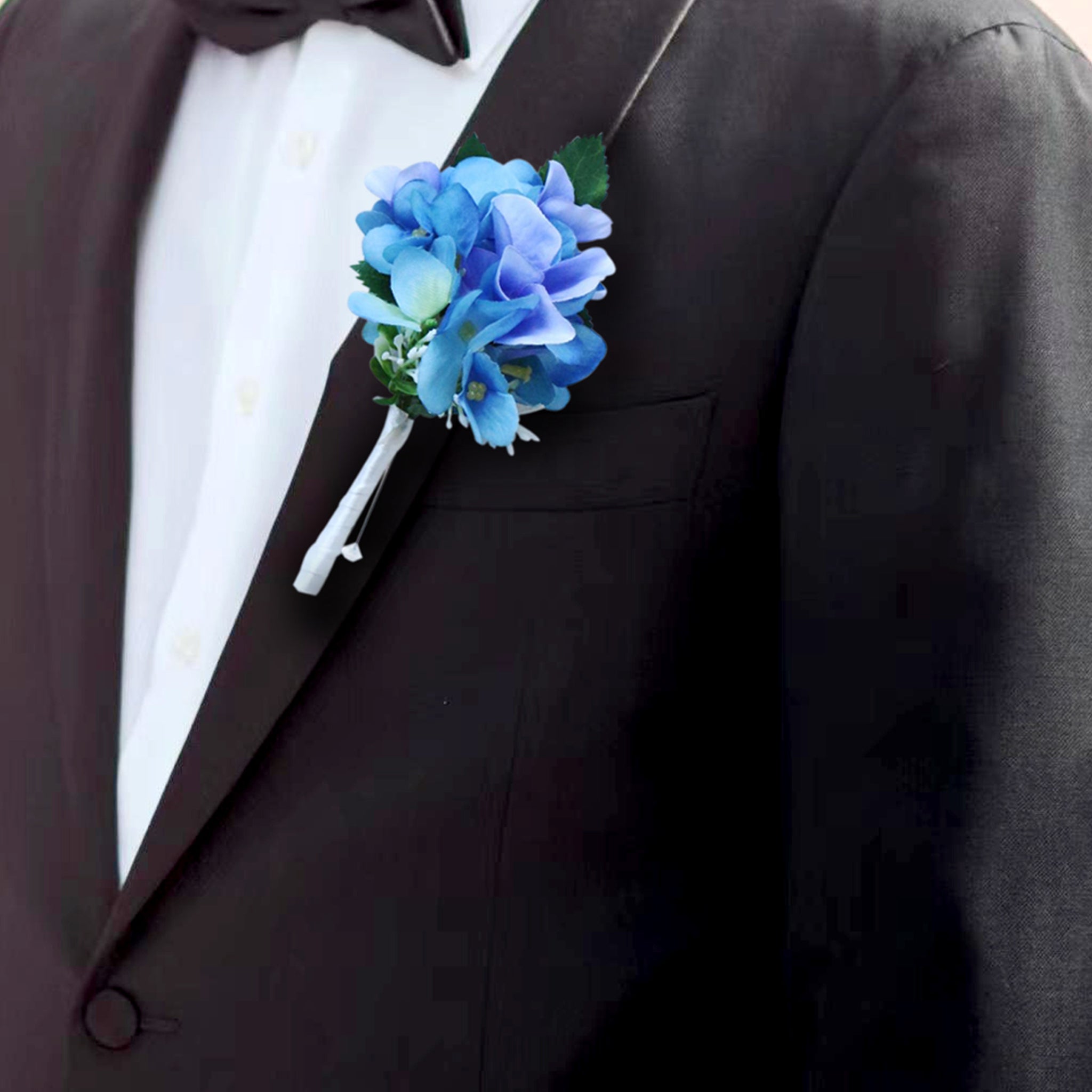 Blue Hydrangea Grooms Boutonniere