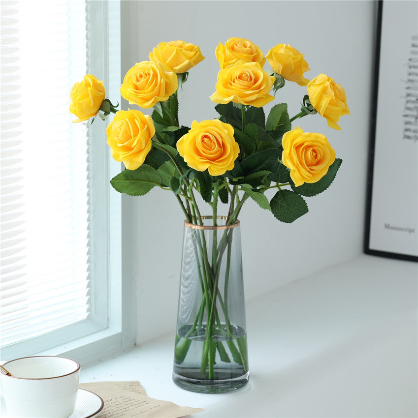 Wholesale Flowers Yellow Real Touch Roses 100 pcs