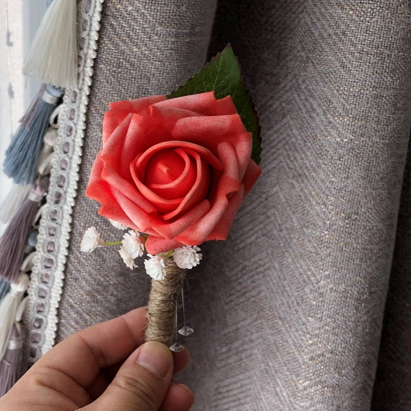Coral Grooms Boutonniere and Corsage Prom Boutineer