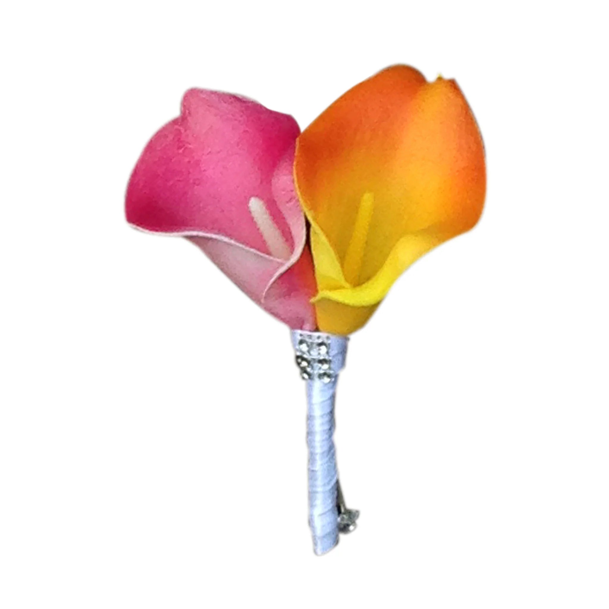 Calla Lily Cascade Bouquet for Bride Orange Fuchsia