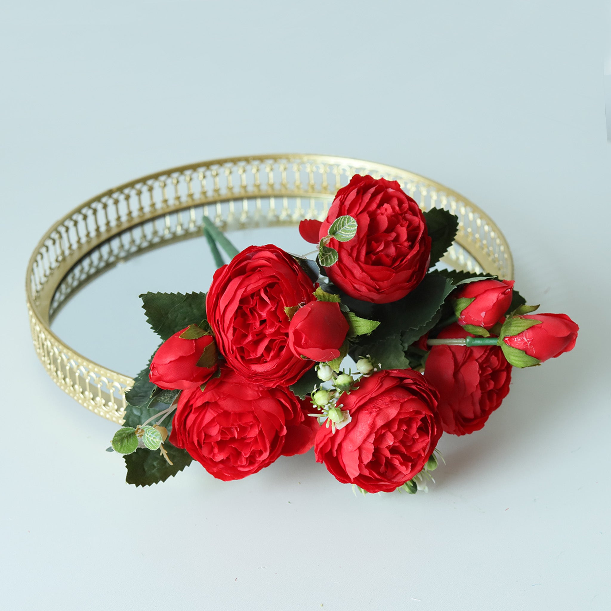 Small Silk Peony Bouquet Fake Flowers Bunches for Wedding