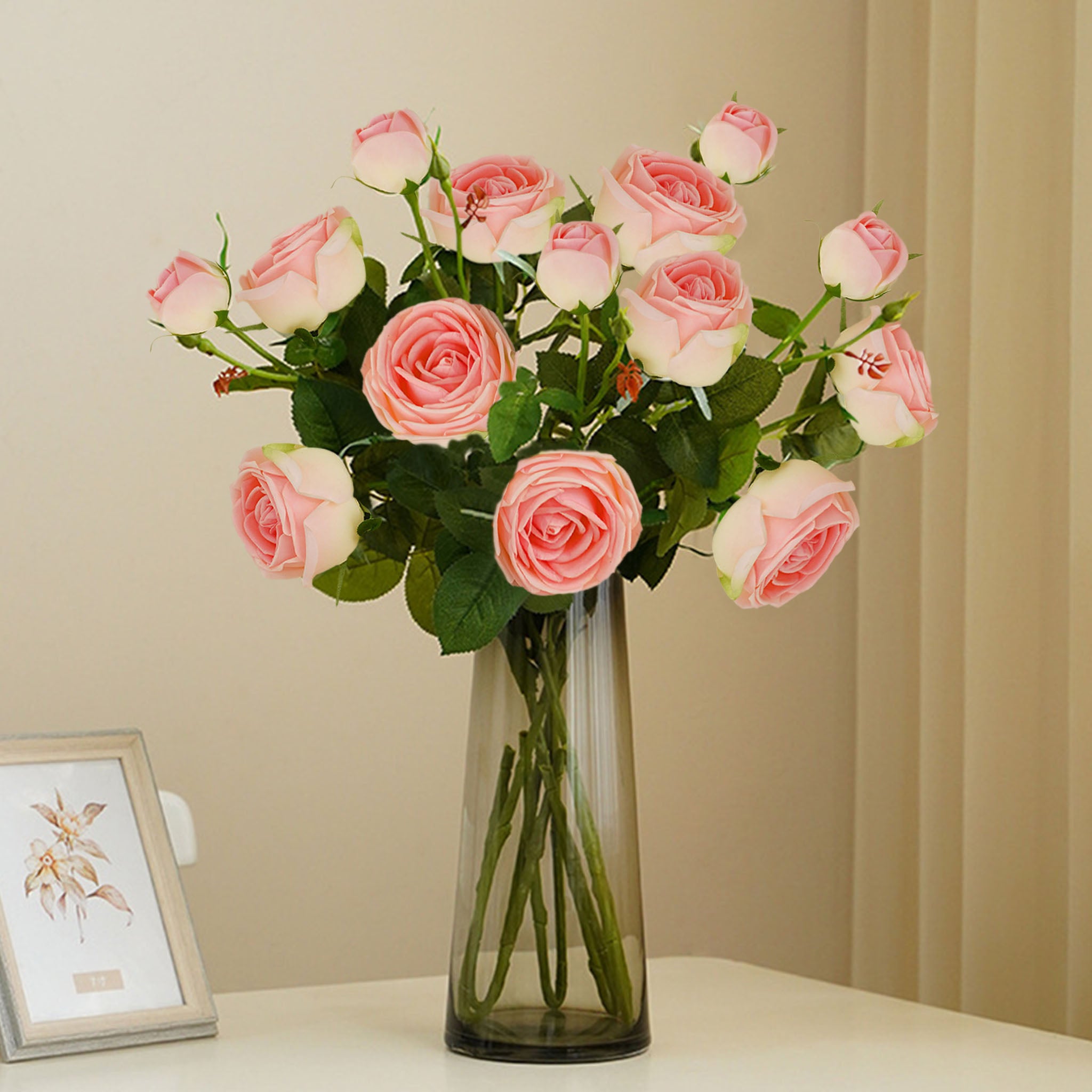 Real Touch Cabbage Roses Realistic Spray Flowers
