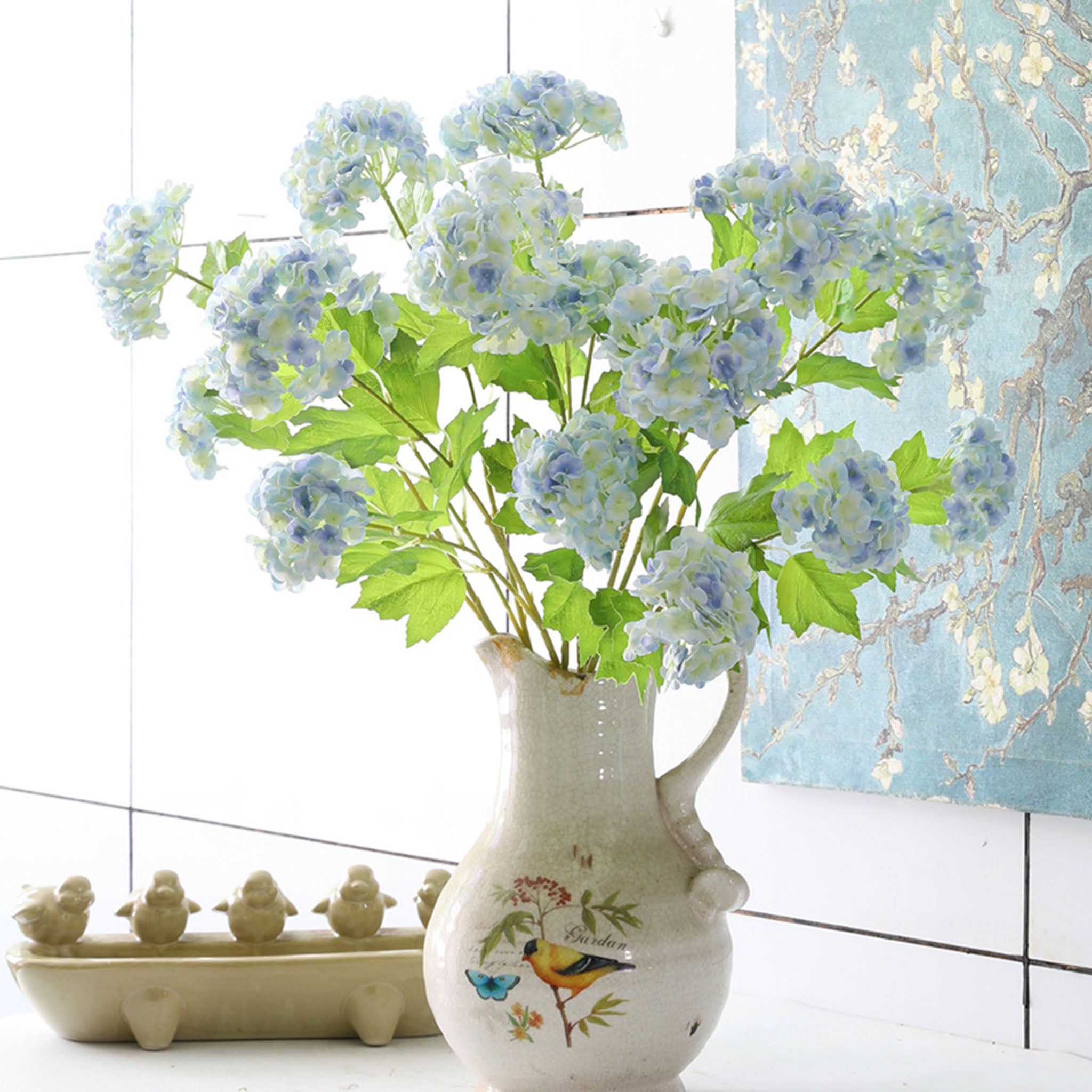 Artificial Snowball Hydrangea Branch 26"