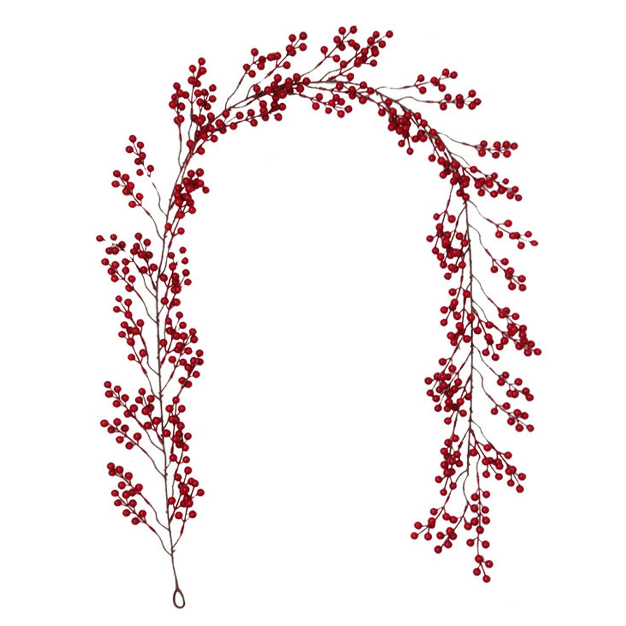 6.3 ft Artificial Red Berry Garlands for Xmas Indoor Outdoor Decor