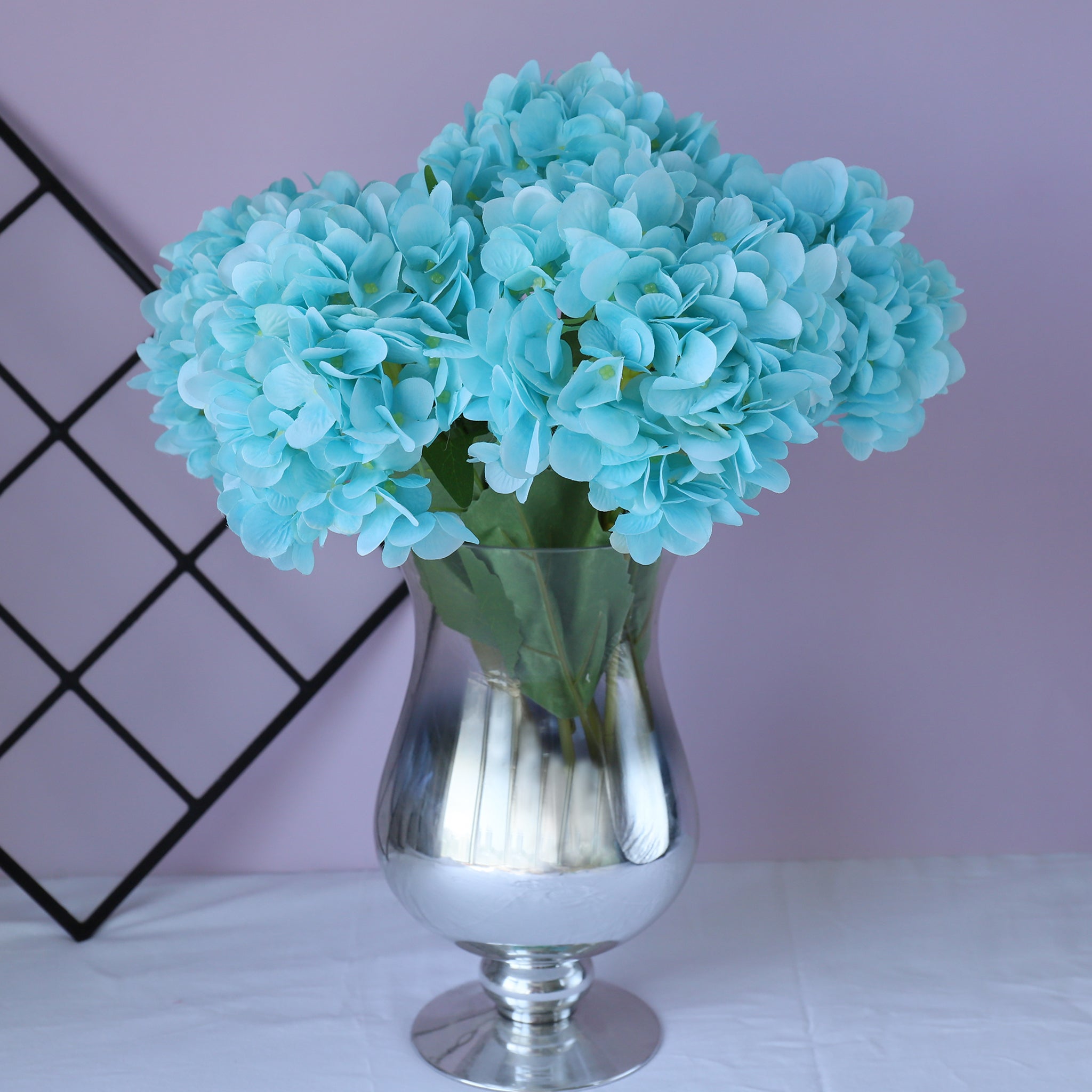 Fake Hydrangea Bush White Blue Teal Spa