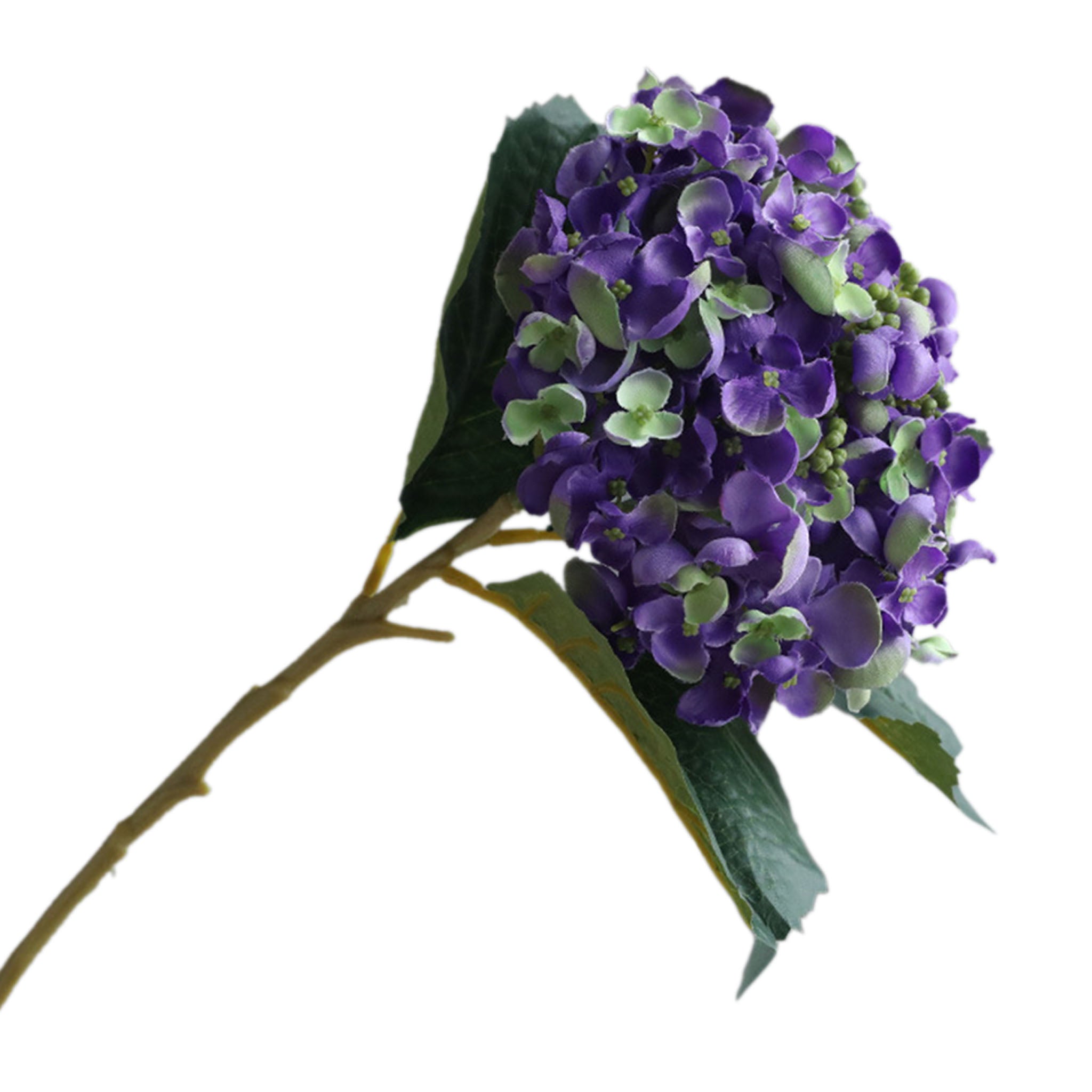 Dark Purple Hydrangea Artificial Flowers 5 Blooms