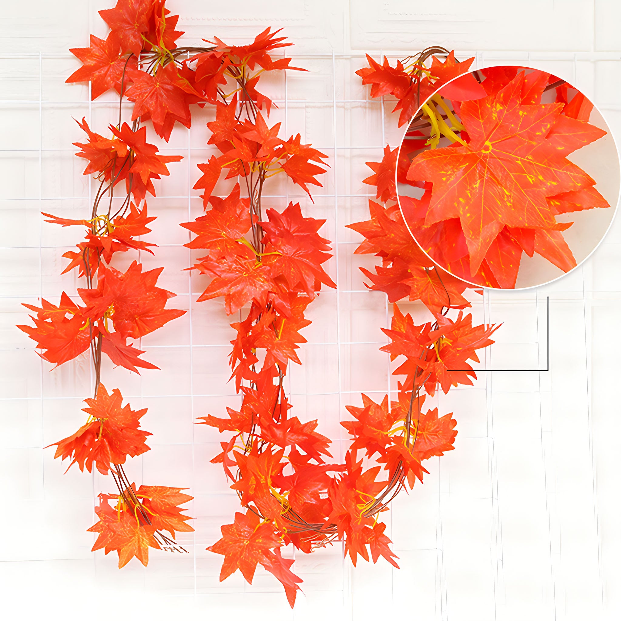 Red Maple Leaf Artificial Garland Wall Decor