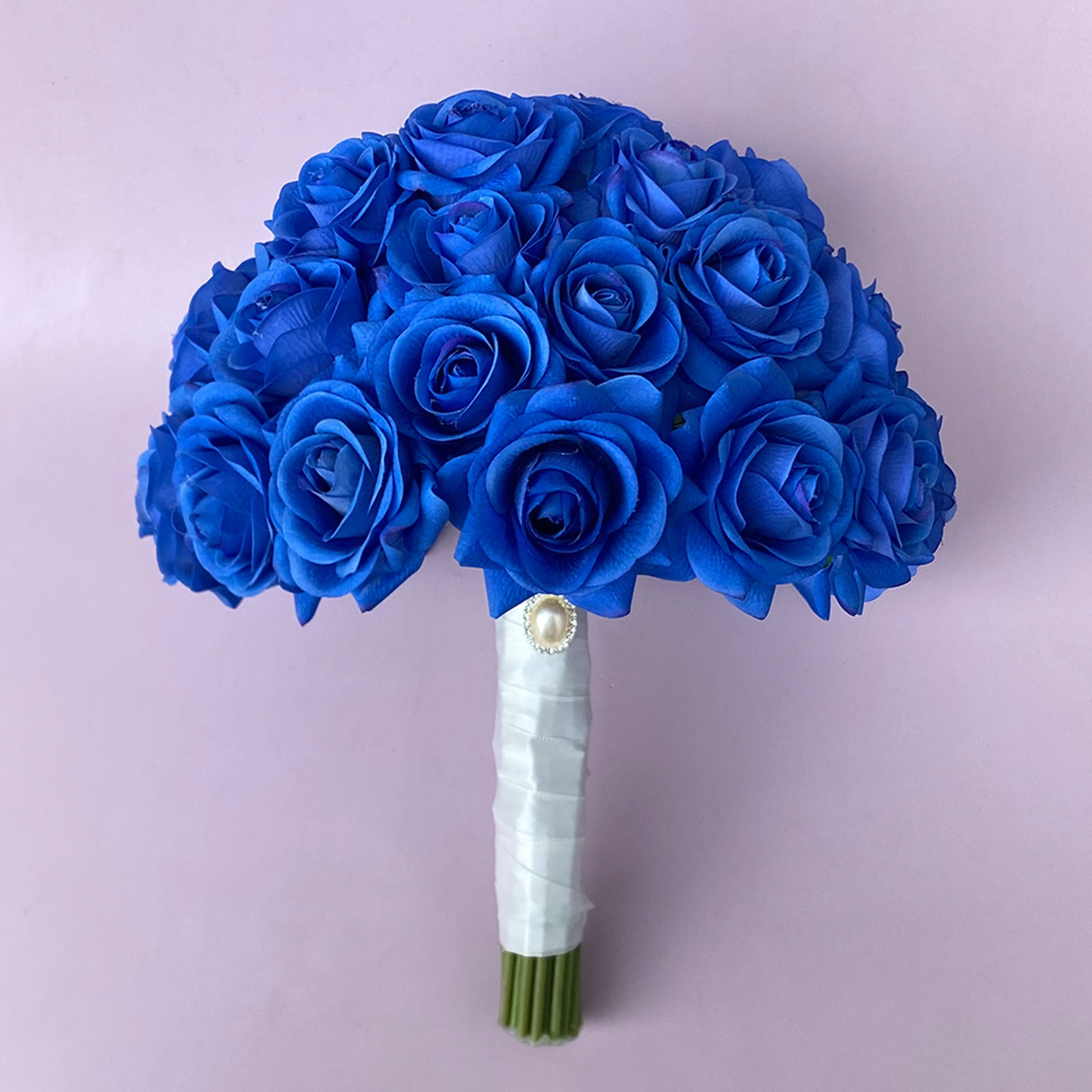 Real Touch Bridal Bouquet Royal Blue Wedding Flowers Boutonnieres Corsages Sets