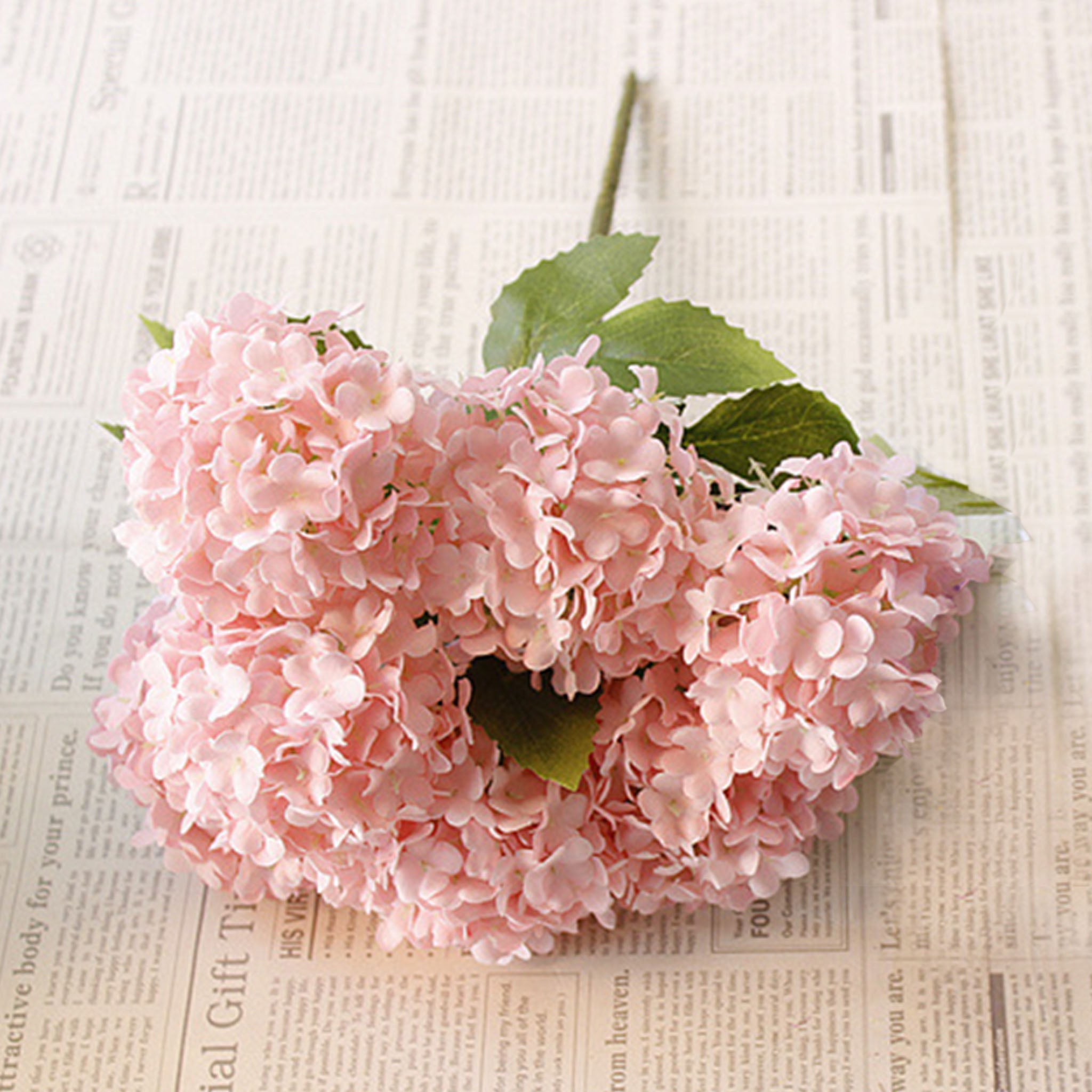 Small Flower Bunch Pink Silk Hydrangea Bush
