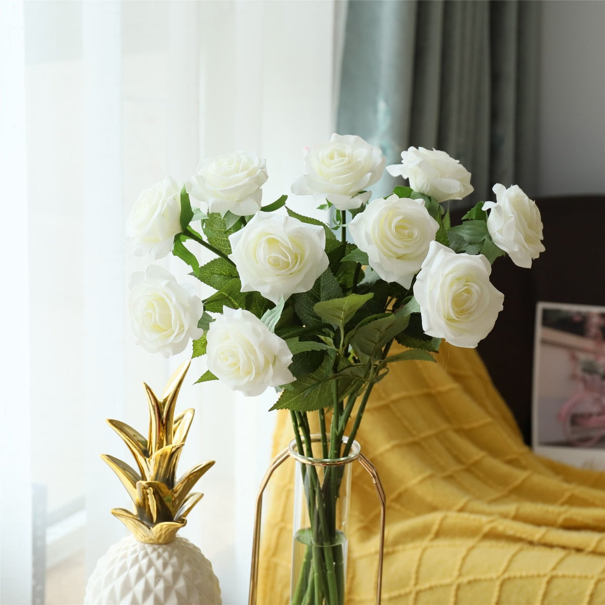 Cream White Roses Artificial Flowers Home Wedding Decor