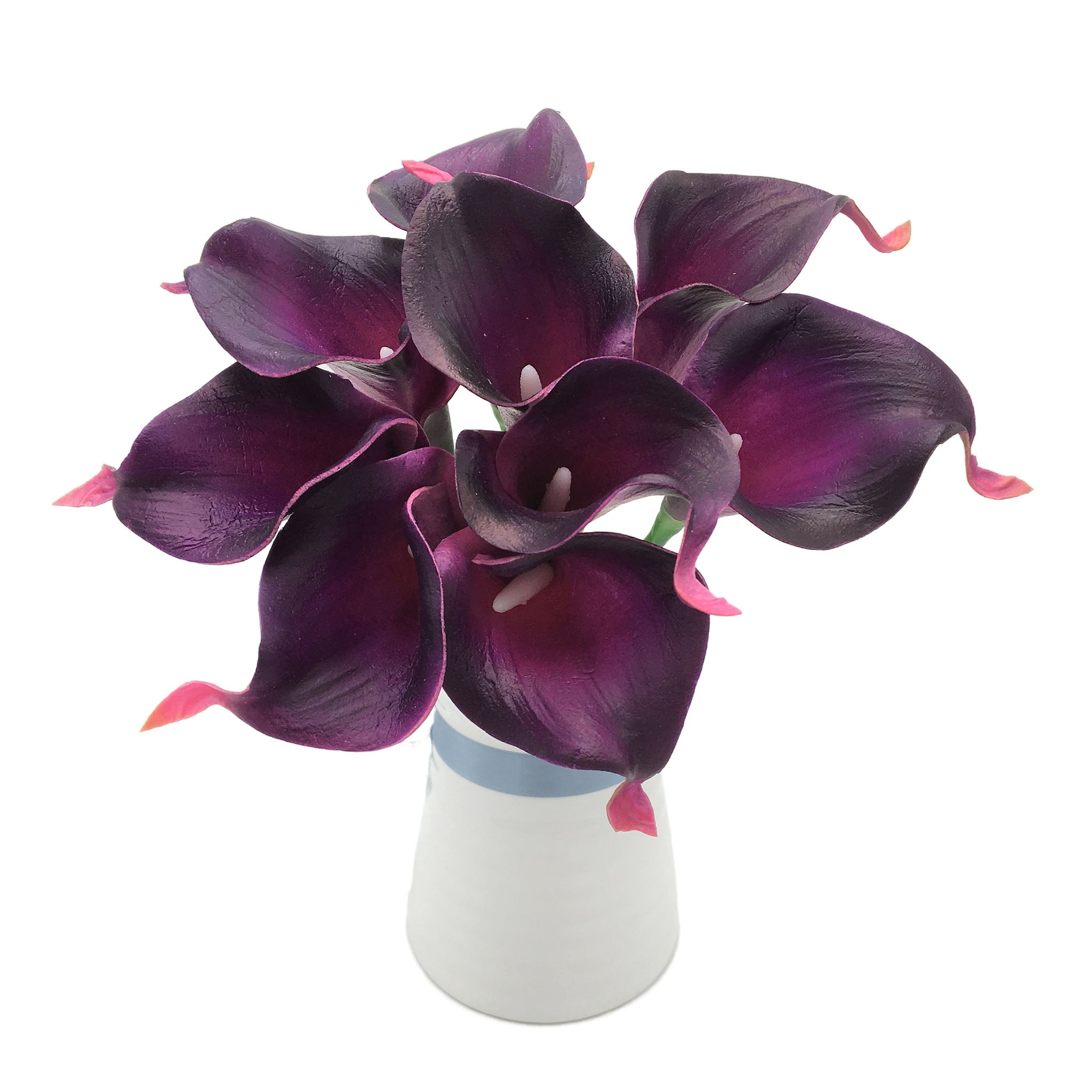 Eggplant Purple Real Touch Calla Lily Bouquet Latex