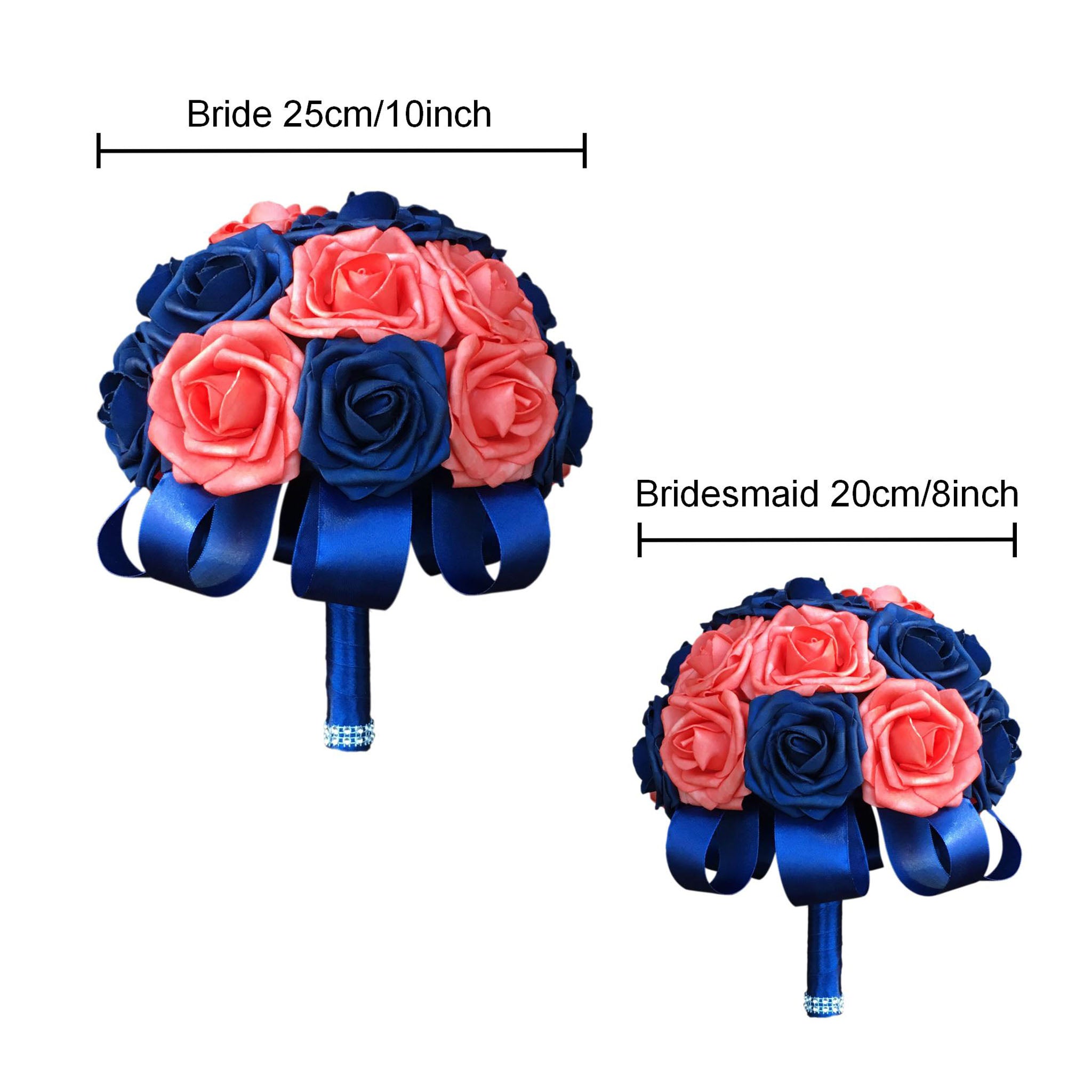 Royal Blue Coral Bridal Flowers Wedding Bouquet