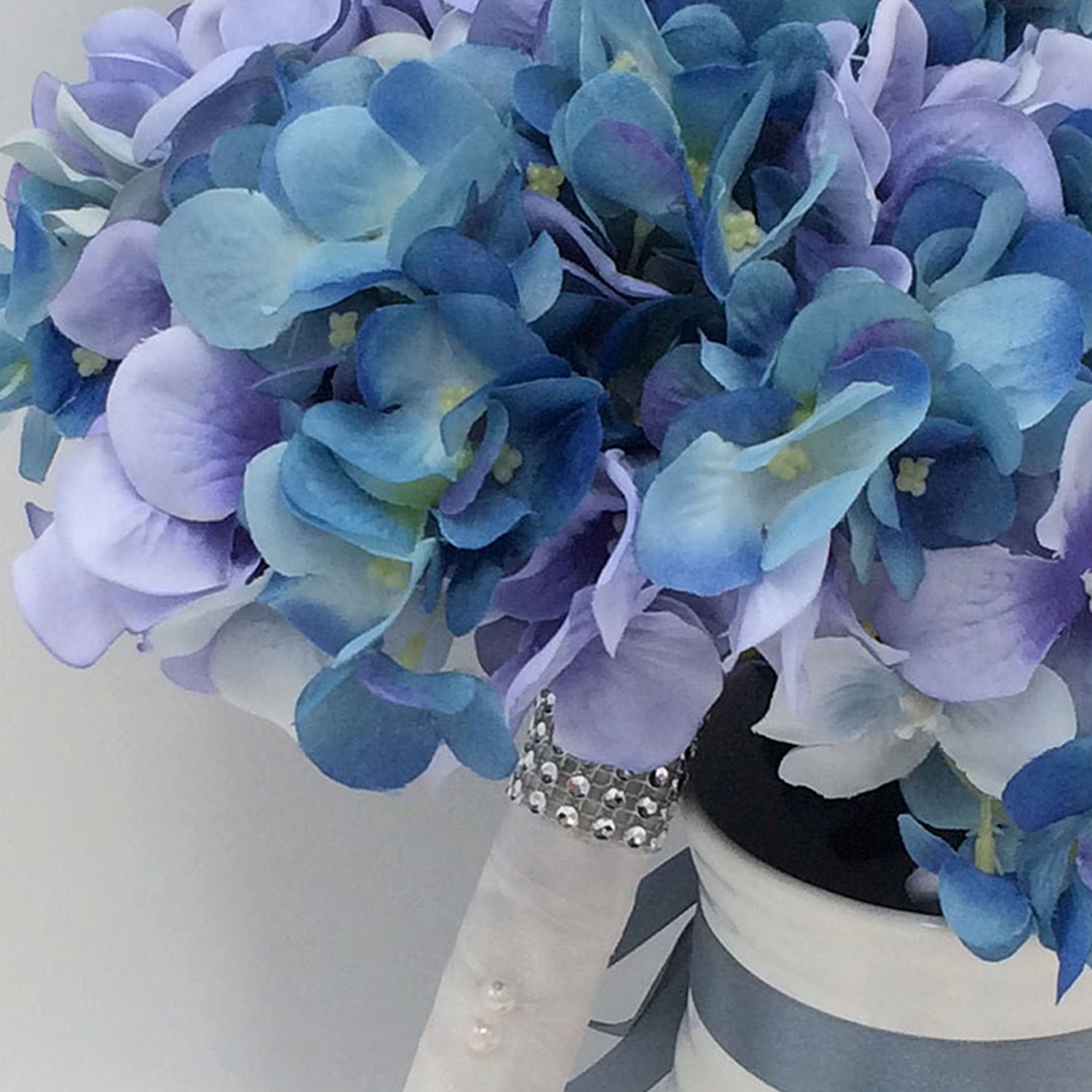 Silk Hydrangea Blue Bridal Bouquet and Boutonniere Customized