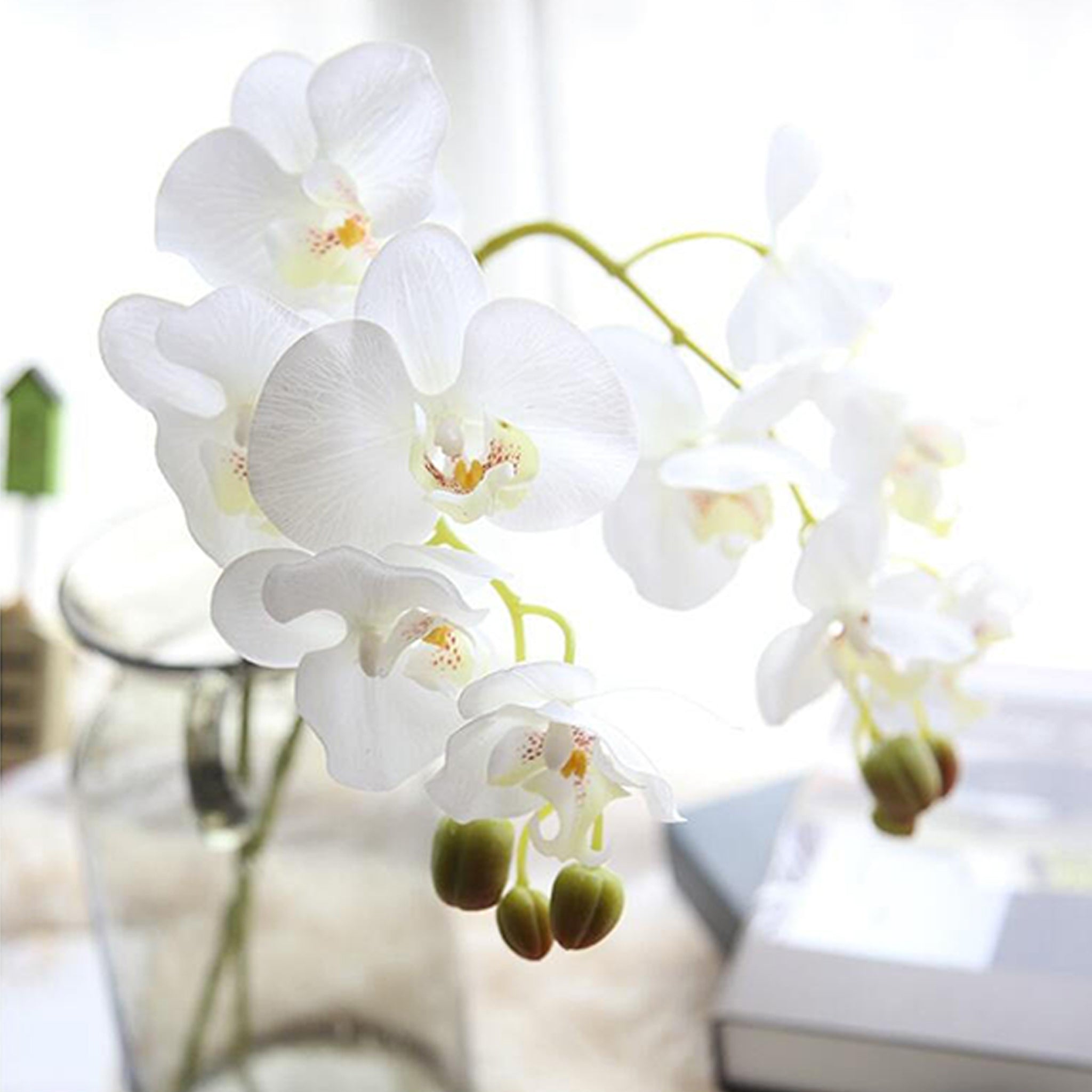 Fake Orchids Flowers White Purple Yellow Fuchsia