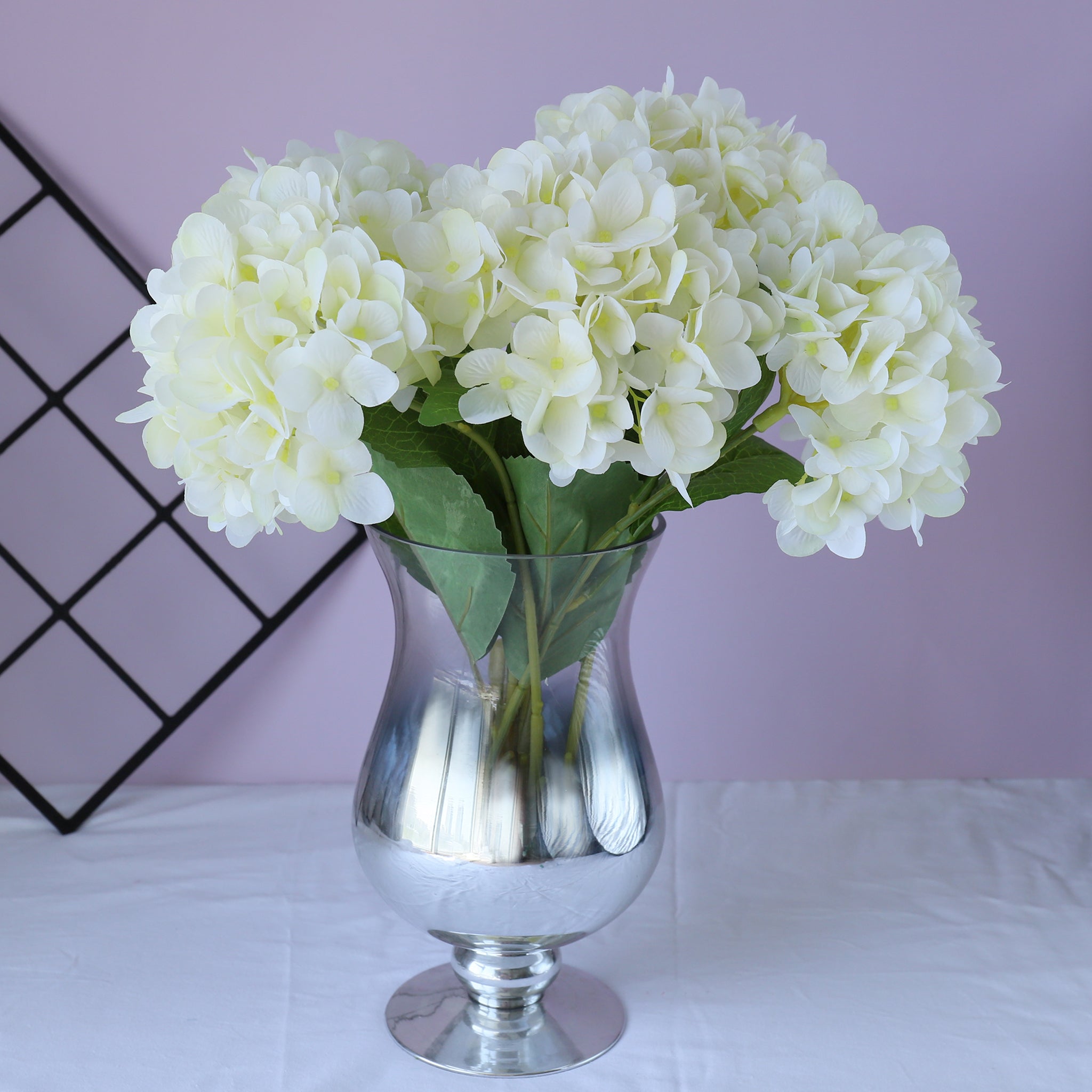 Fake Hydrangea Bush White Blue Teal Spa