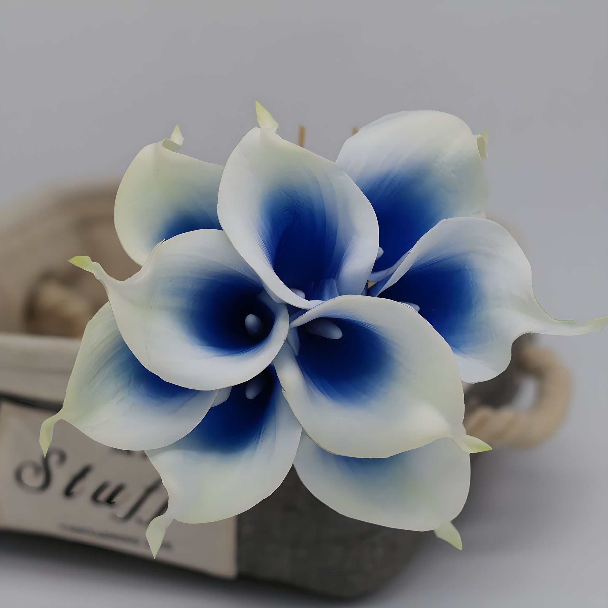 Artificial Flowers Real Touch Calla Lily Bouquet Picasso Blue