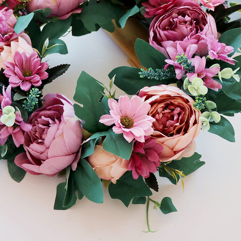 Artificial Flower Front Door Wreath Home Decorations 15 inch