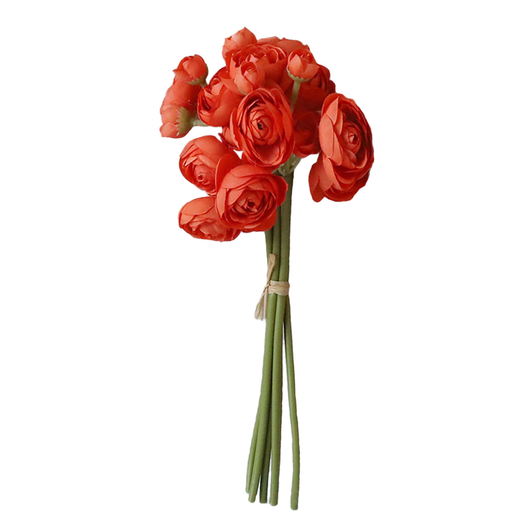 Silk Ranunculus Orange Artificial Flower Bush