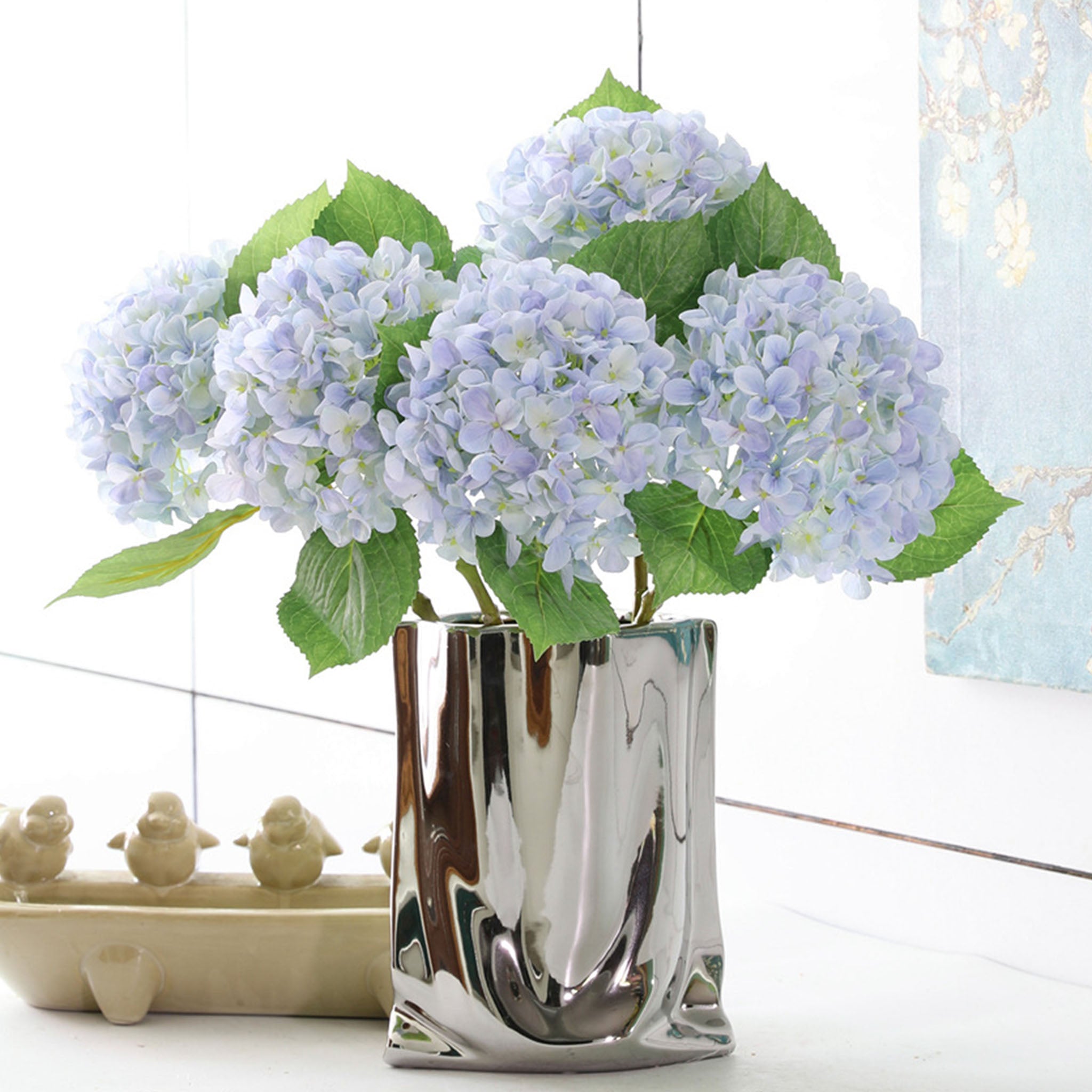 Realistic Fake Hydrangea Flowers 18"