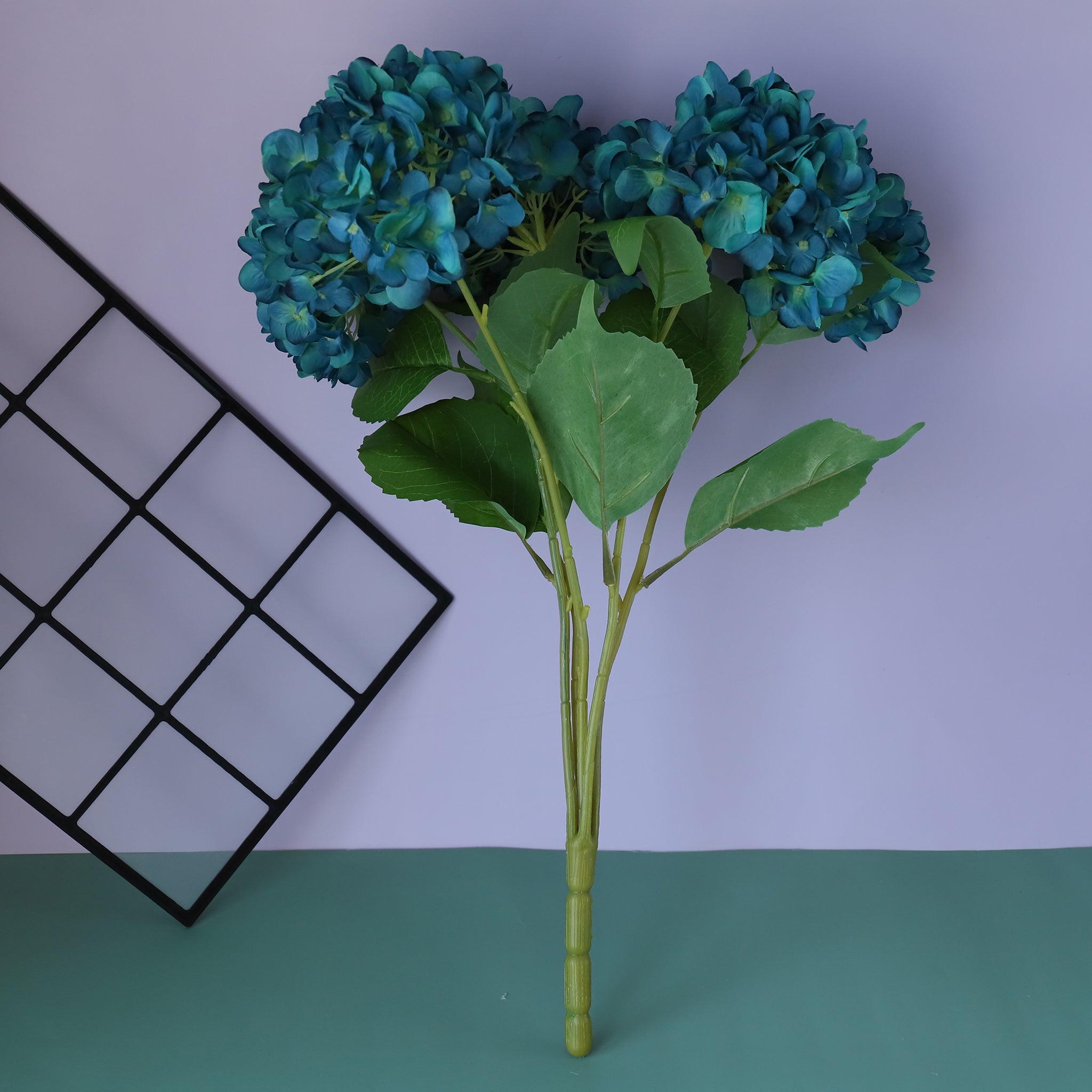 Fake Hydrangea Bush White Blue Teal Spa