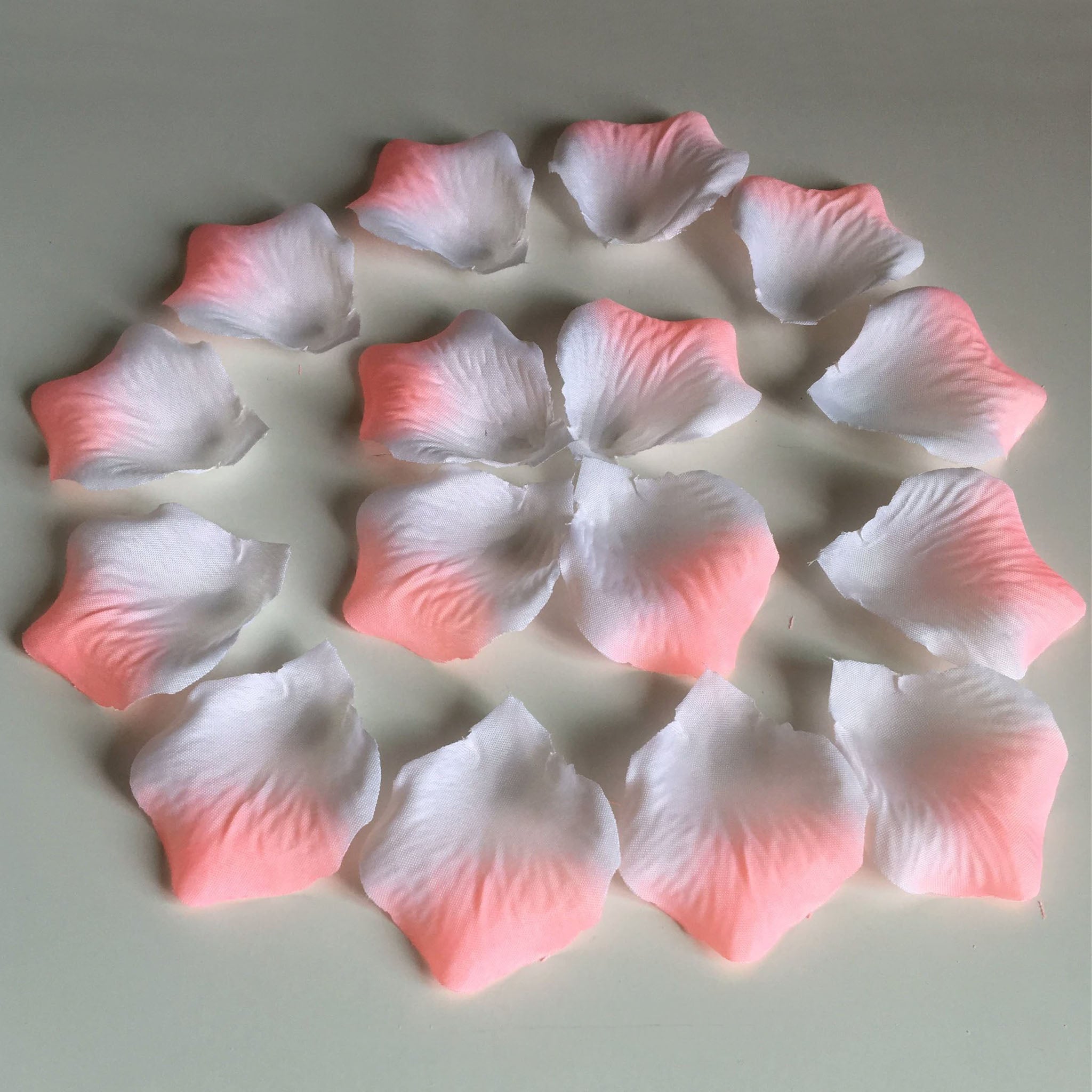 Peach Pink White Fake Flower Silk Rose Petals 500pcs
