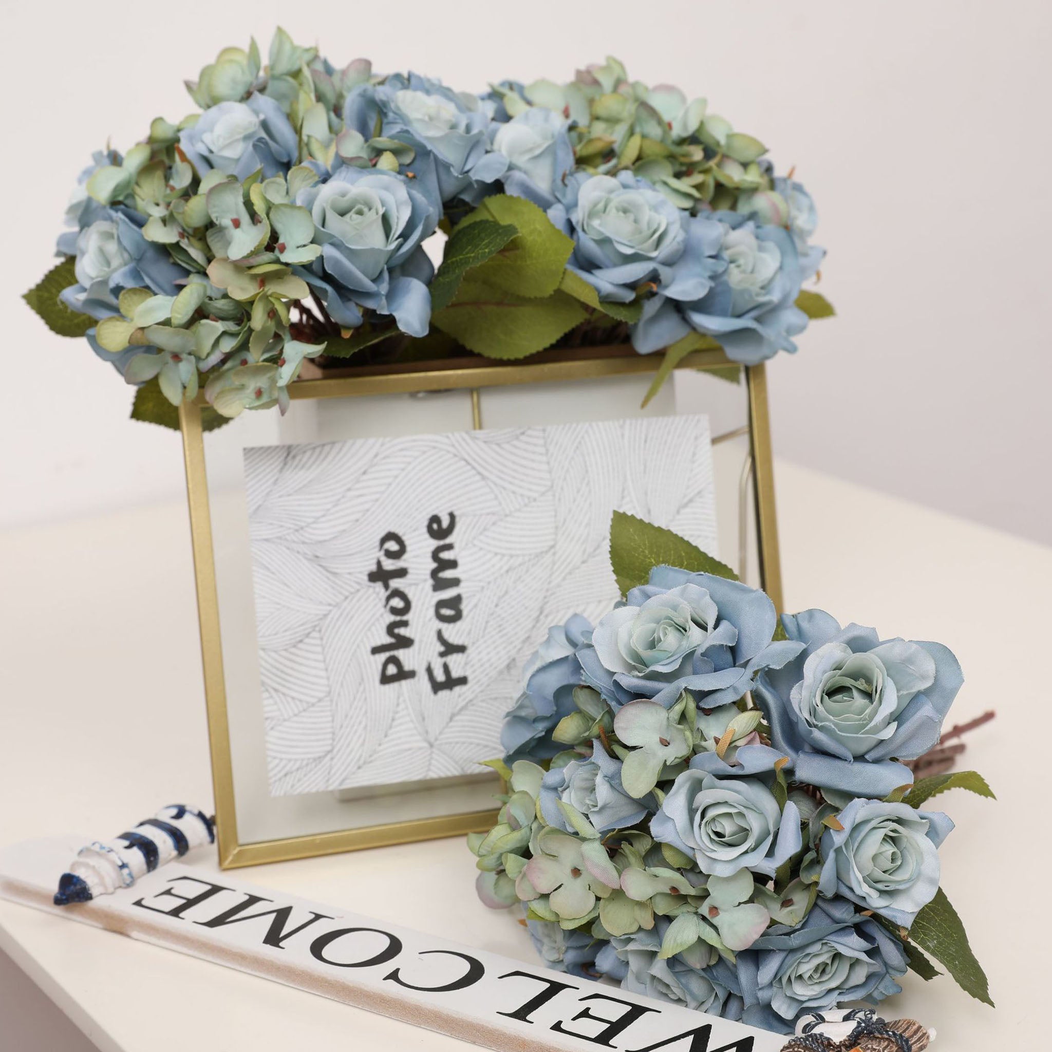 Artificial Silk Hydrangea Rose Mixed Bouquet