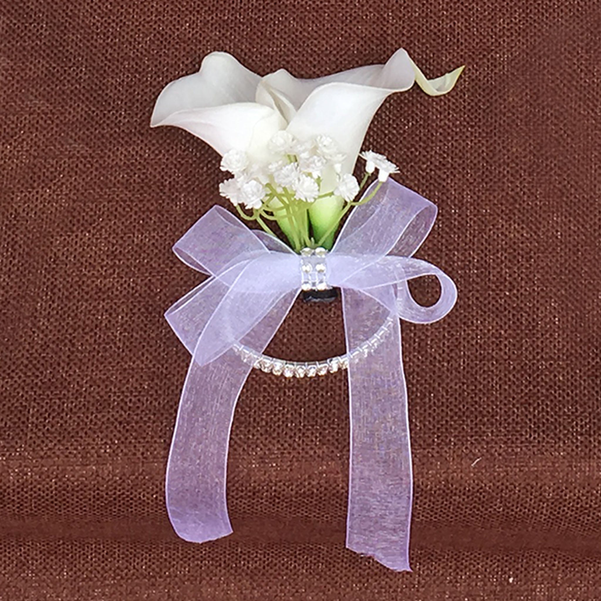 White Calla Lily Wrist Corsage for Wedding