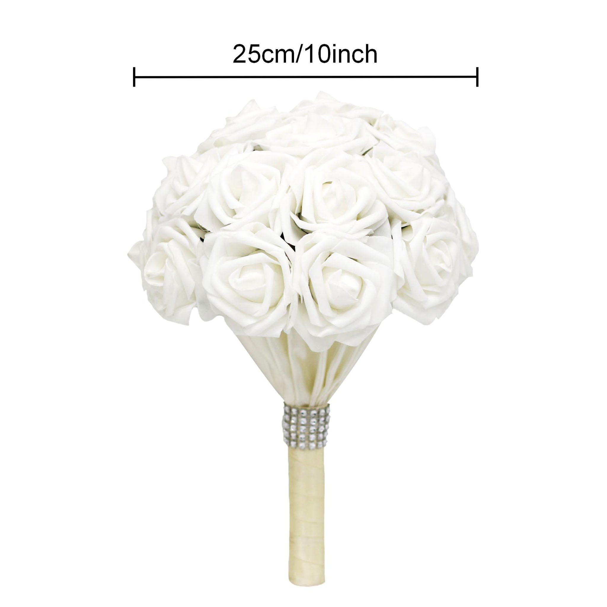 White Roses Bridal Bouquet Artificial Wedding Floral Bouquet