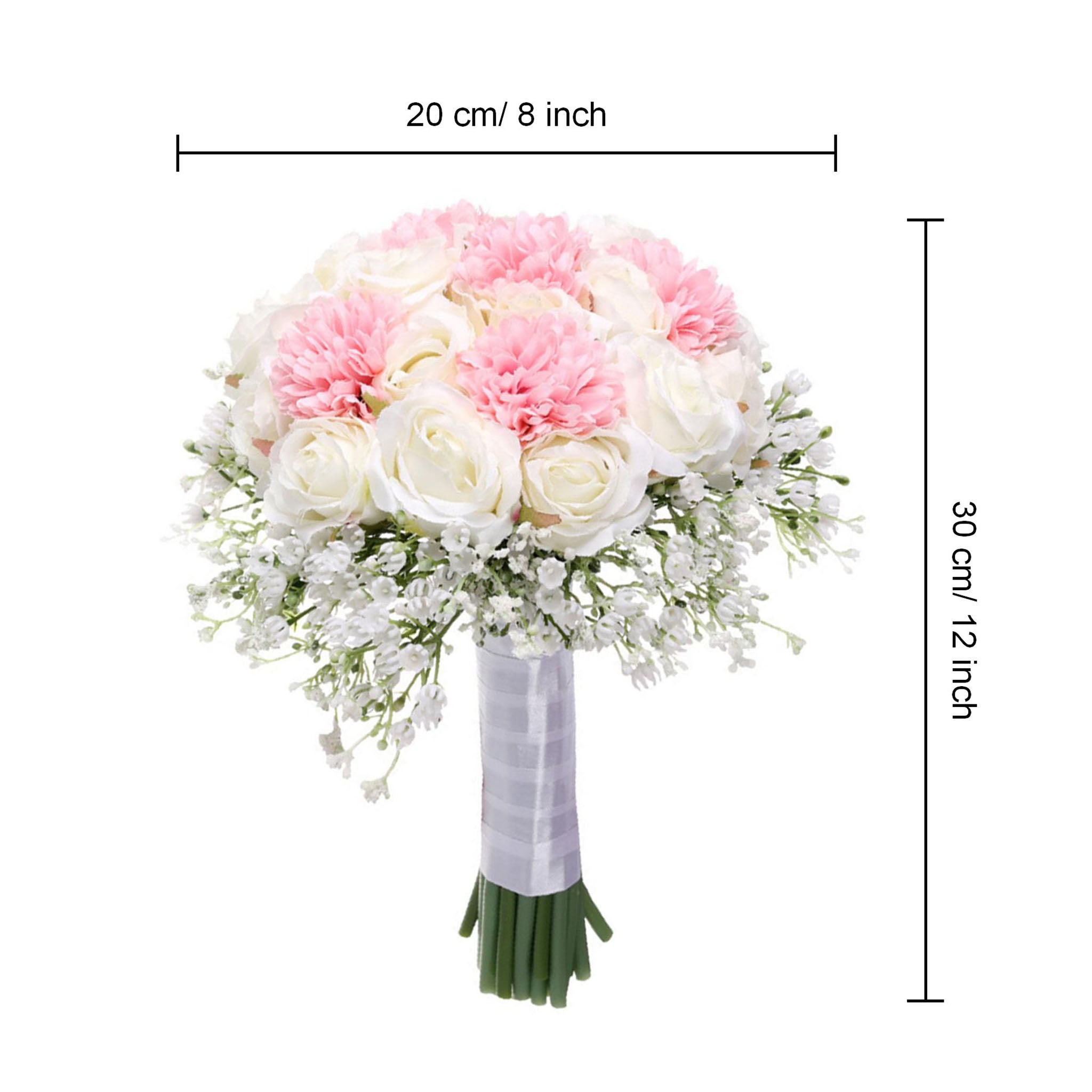 White and Pink Silk Flower Bouquet for Spring Summer Wedding