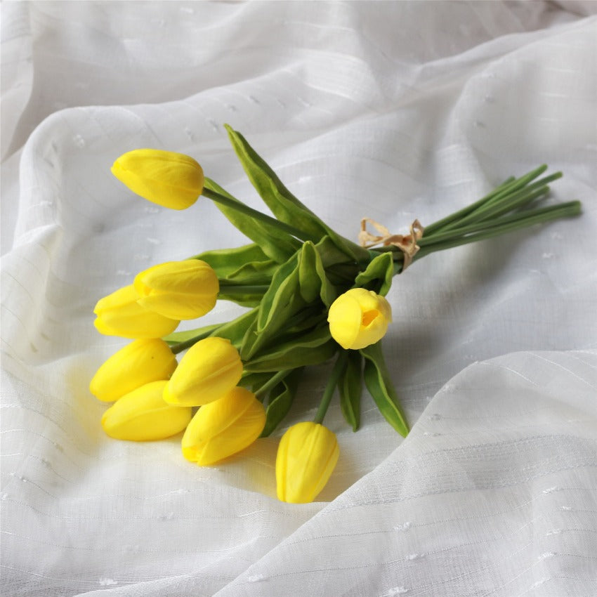 Yellow Tulips Real Touch Flowers for Wedding Bridal Bouquet