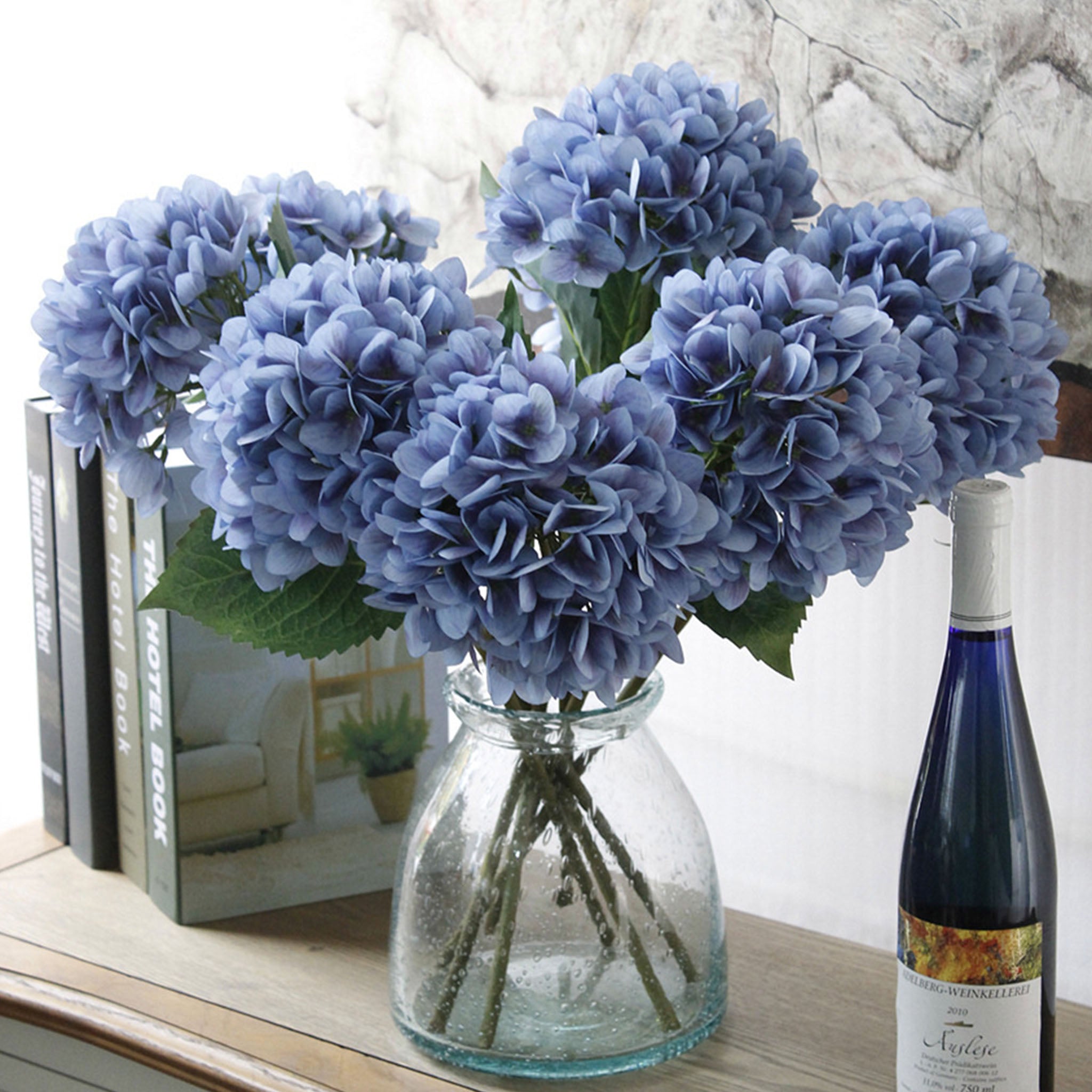 Artificial Hydrangea Bushes Full Bloom Fake Hydrangeas 5 Colors Home Decor