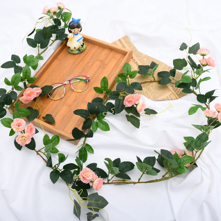 Realistic Flower Garland Silk Rose Vine Ivory, Pink, Red, Champagne