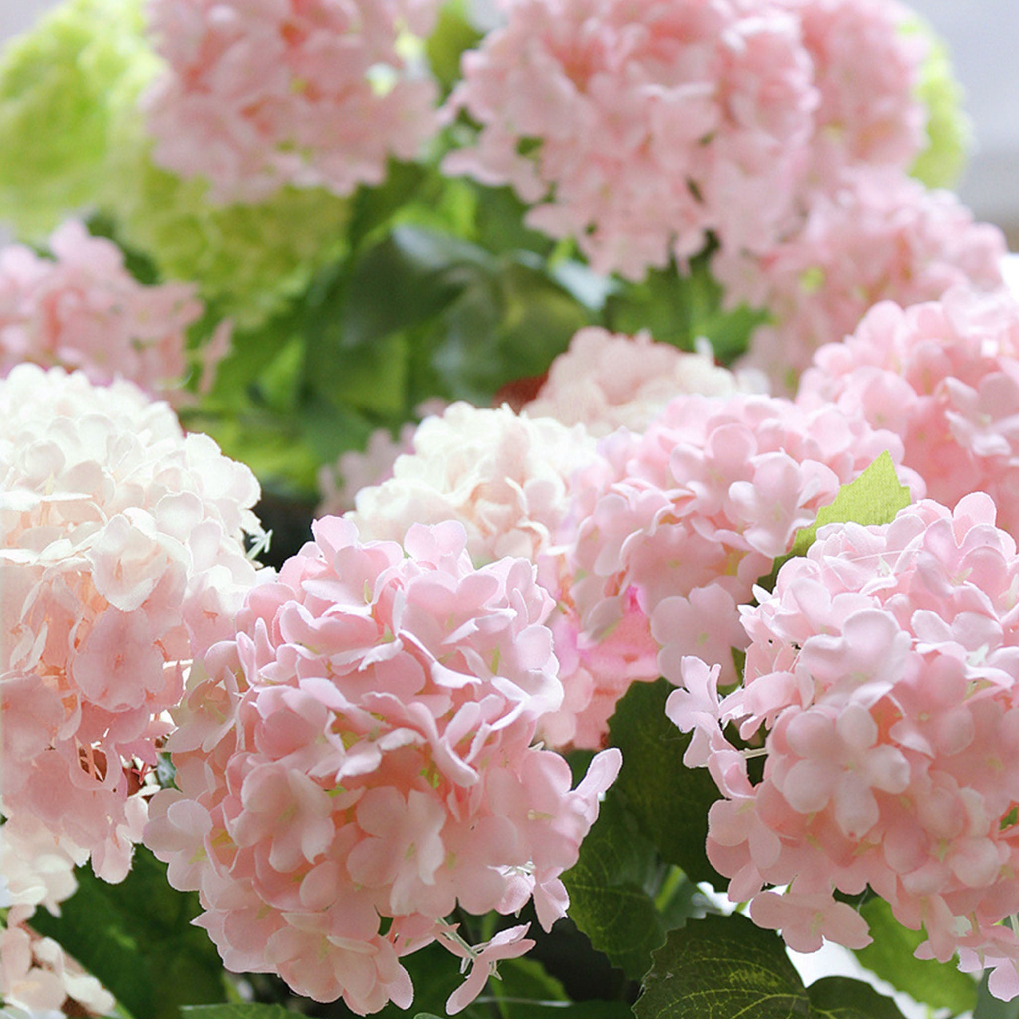 Small Flower Bunch Pink Silk Hydrangea Bush
