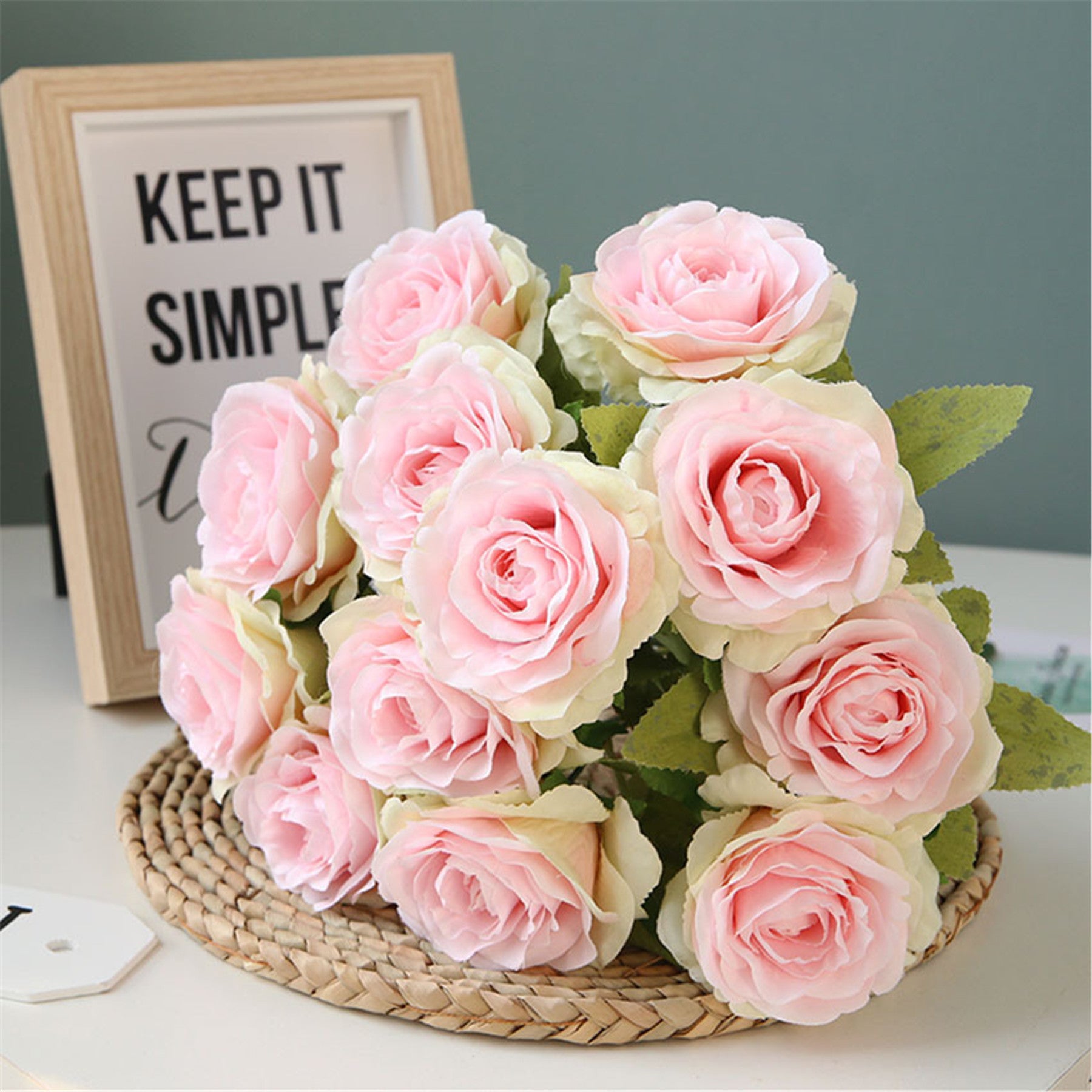 Silk Wedding Flowers Dusty Pink Cream Rose Bunches