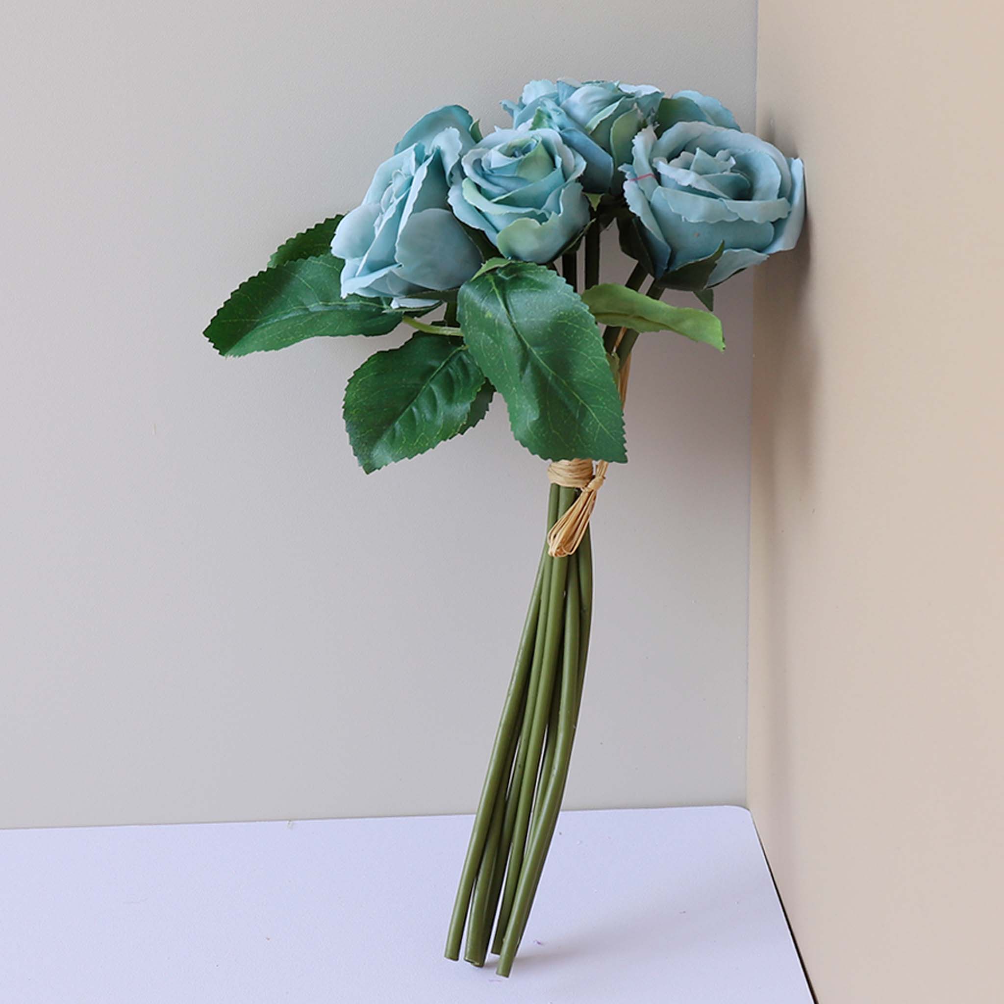 Fall Wedding Flowers Silk Rose Bouquet Vintage Colors For diy Crafts Gray Blue Bouquet