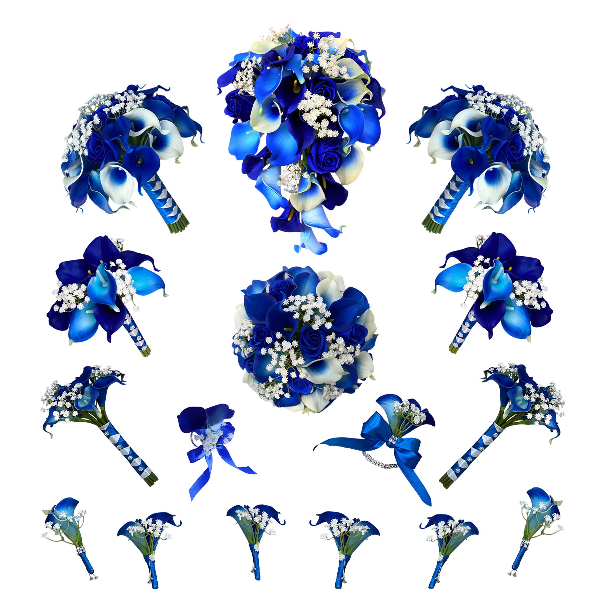 Royal Blue Wedding Bouquets Set