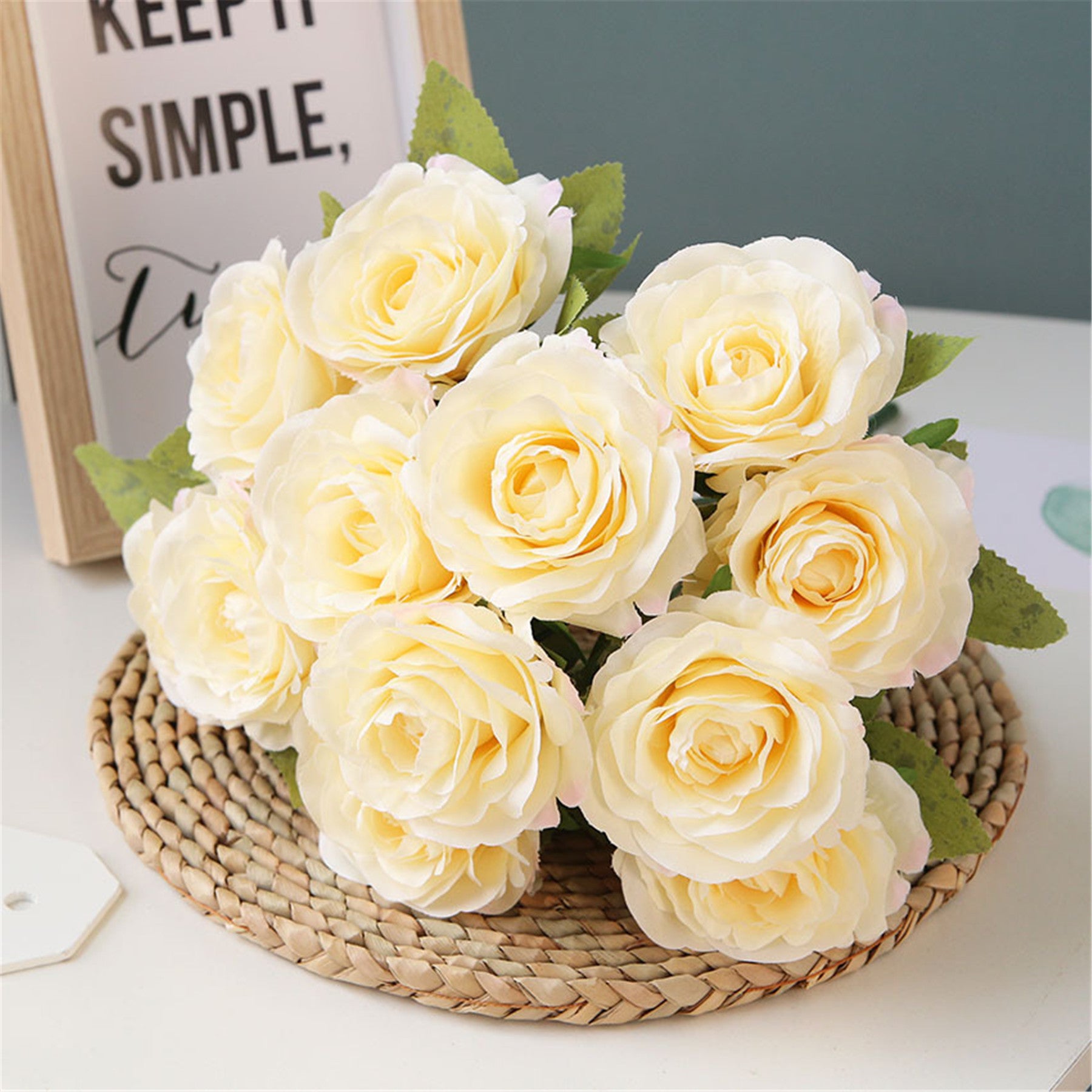 Silk Wedding Flowers Dusty Pink Cream Rose Bunches