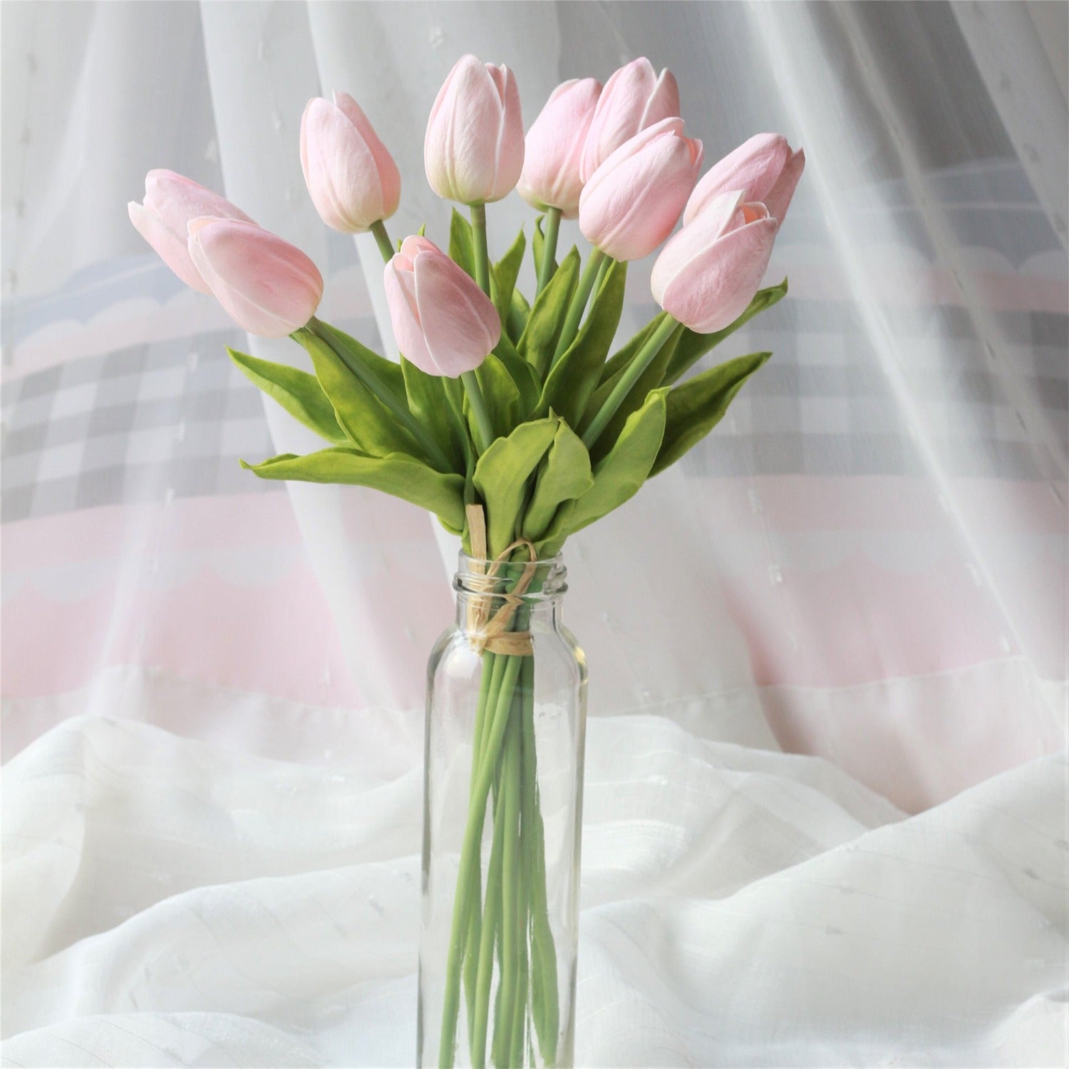 Pink Tulips Artificial Flower Bouquet for Wedding Bridal Flowers