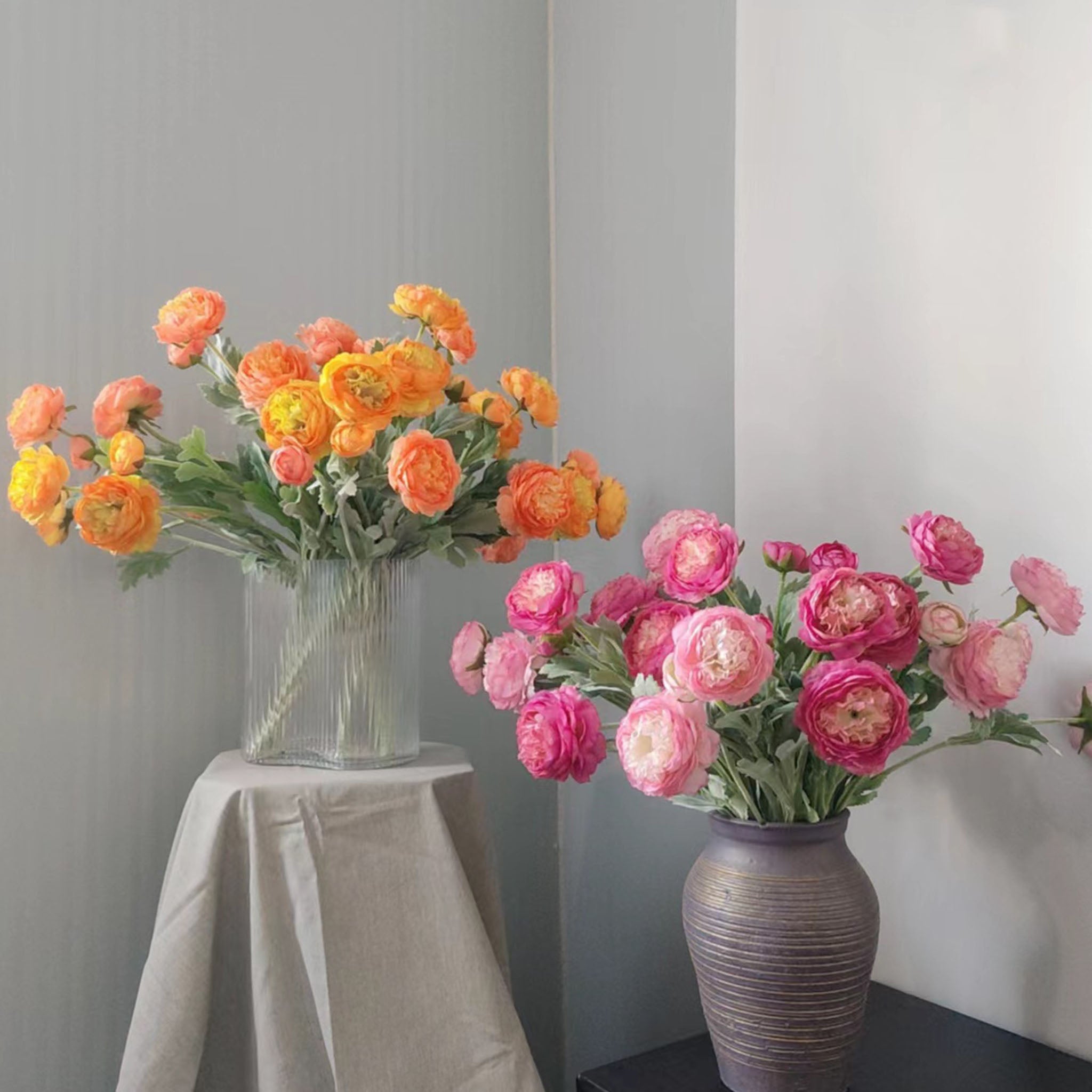 Artificial Ranunculus Flower Branch for Home Arrangement