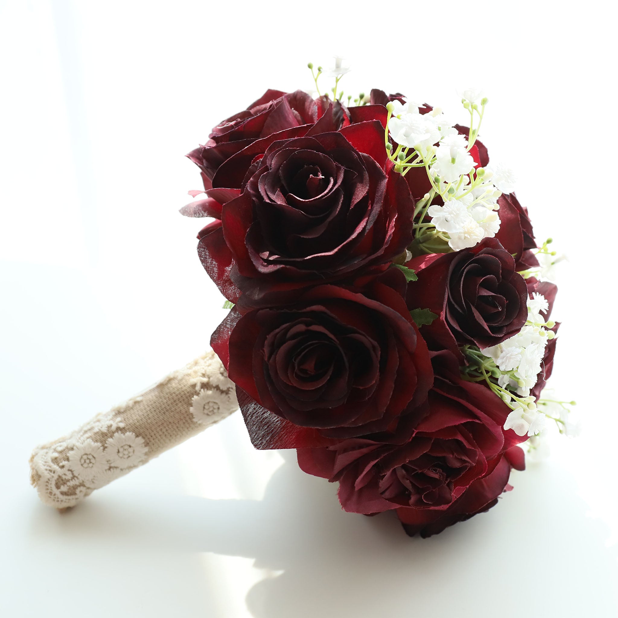 Burgundy Rose Flower Fall Wedding Bouquet