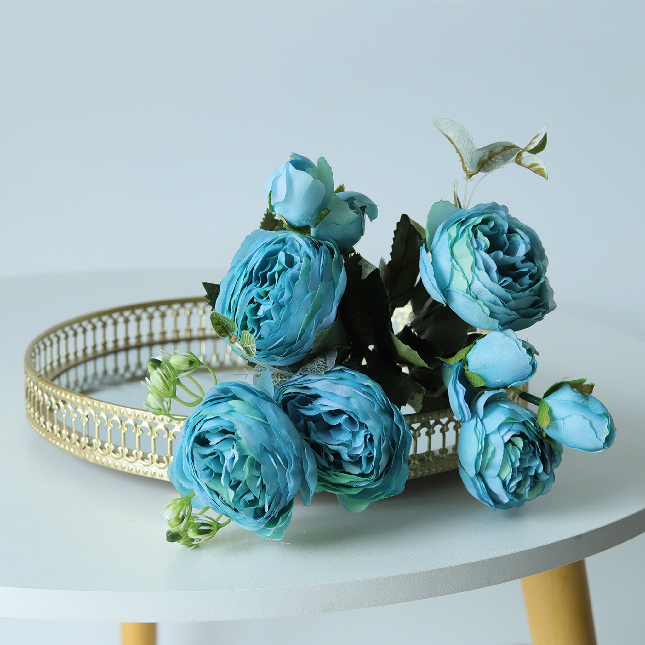 Small Silk Peony Bouquet Fake Flowers Bunches for Wedding